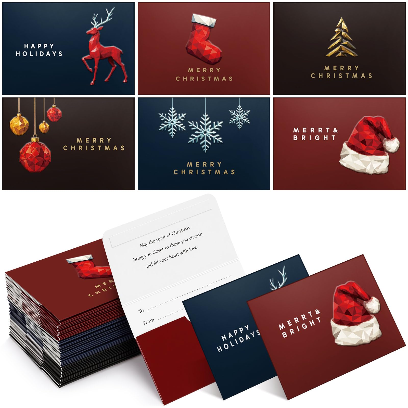 48 Pcs Christmas Gift Card Envelopes Mini Card Holders Bulk, Modern