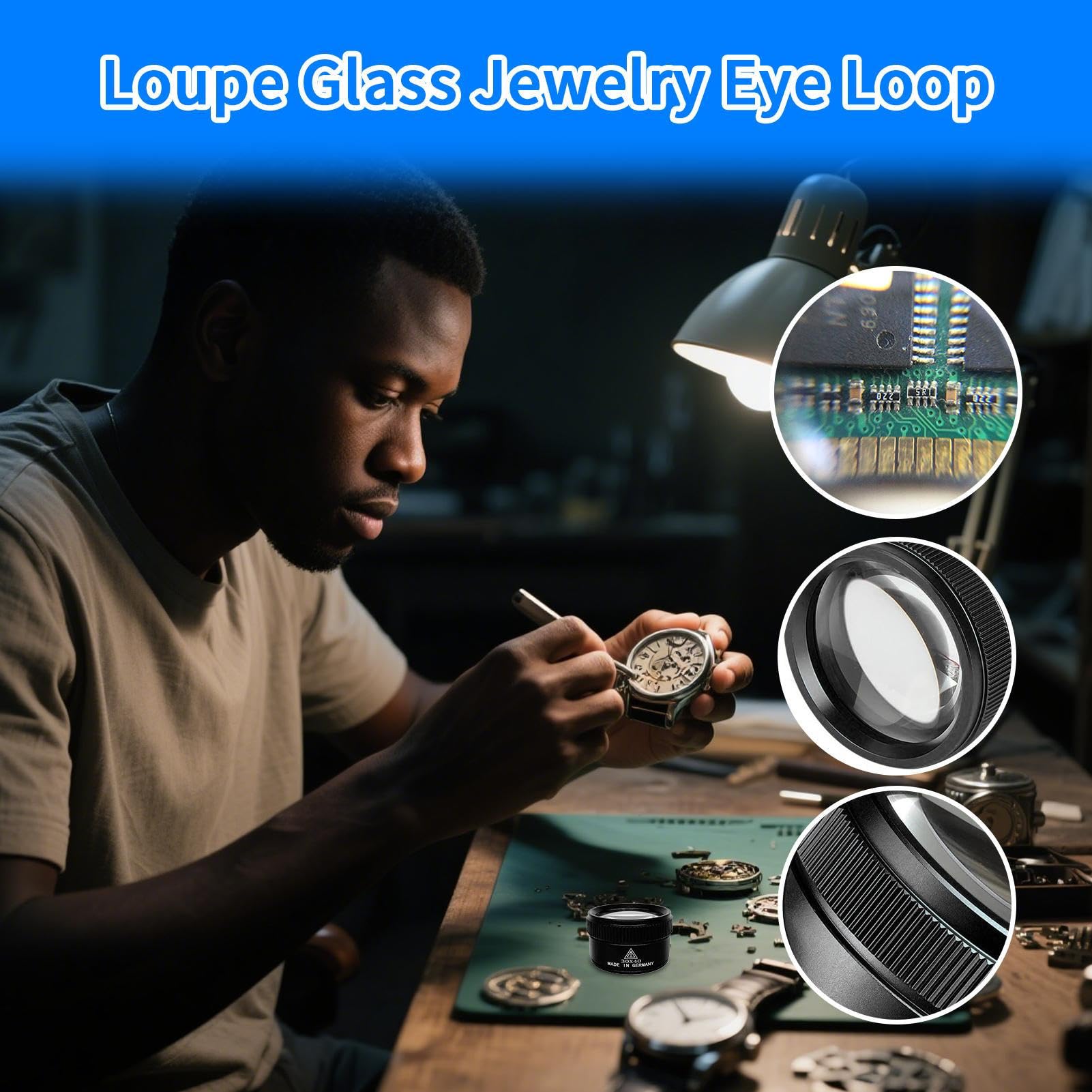 Loupe De Bijoutier 30x Avec Lentilles Optiques – Boîtier Aluminium Plaqué Or – Compacte Et Portable – Idéal Pour Inspection Pierres, électronique, Lecture