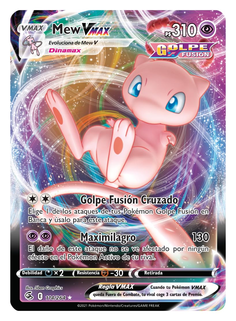 Pokémon: Baraja Combate De Liga De Mew VMAX (1 baraja de 60 Cartas Completa, 6 2 Cartas holográficas)