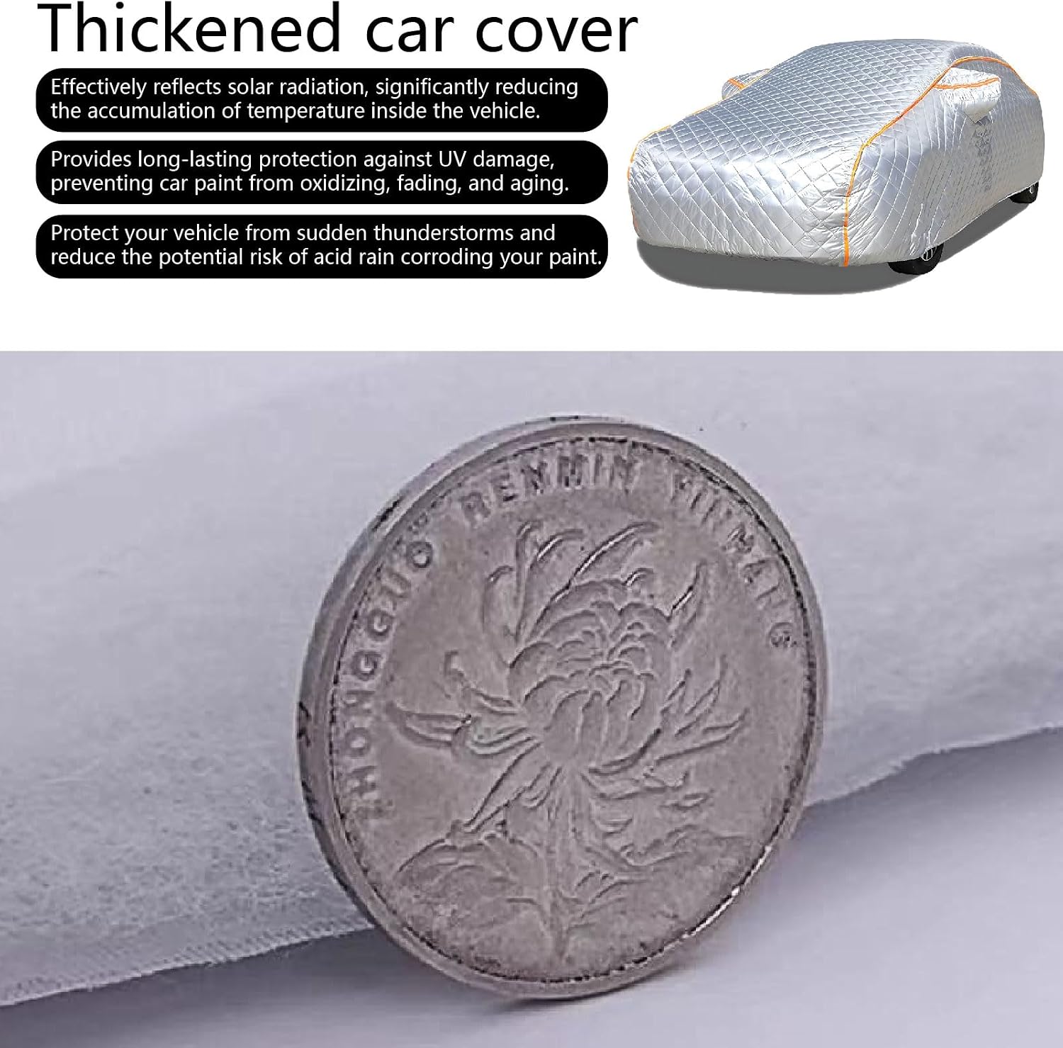 Anti Hail Car Cover Custom Fit for Tesla Model S Car Cover Waterproof All Weather with Reflective Strips, Sunproof UV-Ray for Sedans SUVs Pickups