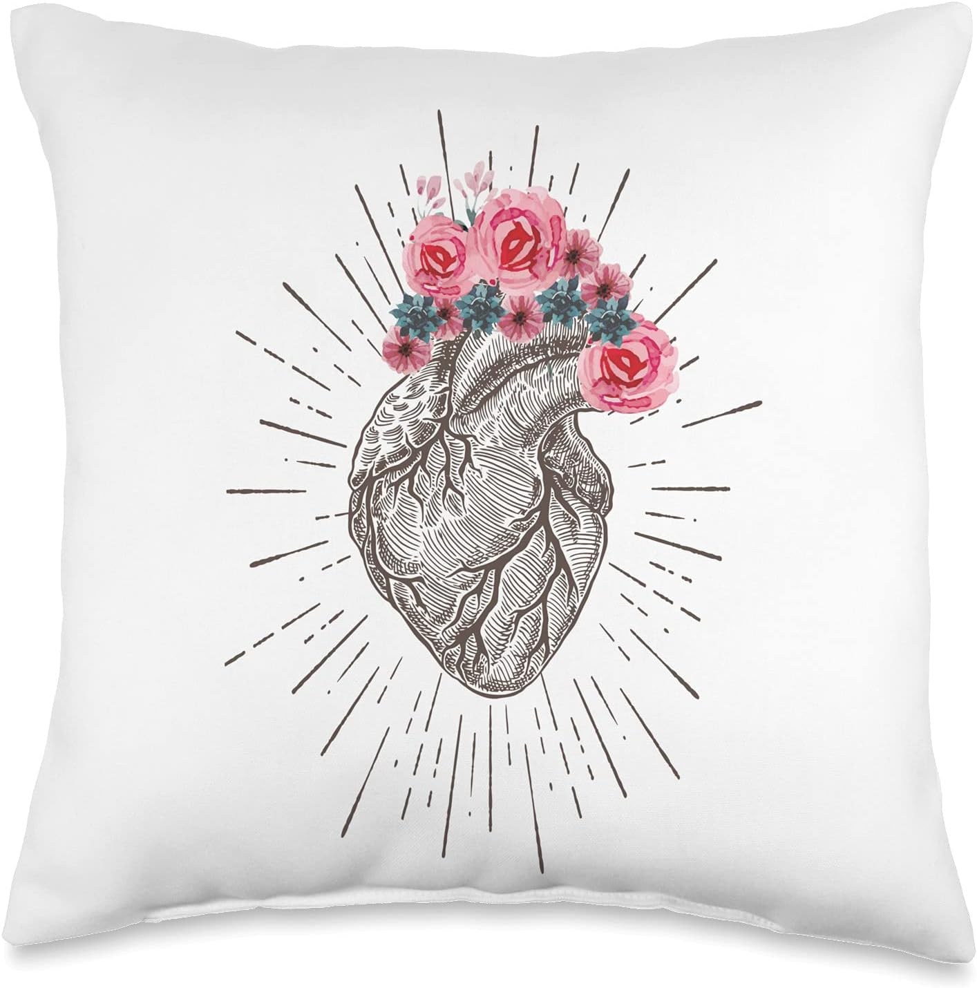 Anatomical Heart Retro graphic Human heart for Cardiologists Throw Pillow