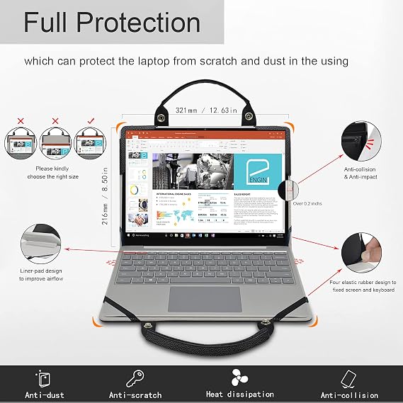 2 in 1 Protective Case for Acer Chromebook Plus Enterprise Spin 714 CPE794-1N CPE794-1N-57SR with Portable Bag Handle,Black