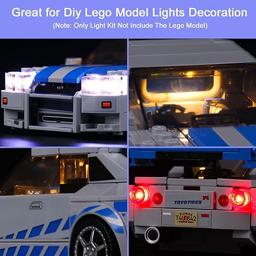 Miniatura 3 de Kit de luz mejorado compatible con Lego Speed Champions 2 Fast 2 Furious Nissan Skyline GT-R (R34) Kit de construcción de modelos de juguete de