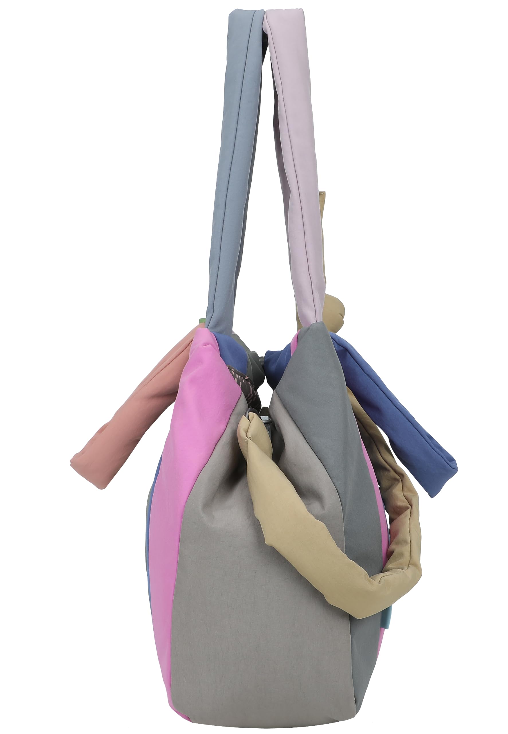 Fritzi Tonnje Shopper Limited Multi Damen große Nylon Shopper Schultertasche Handtasche Einkaufstasche mit Druckknopf Bunt Mehrfarbig für Alltag Arbeit Shopping Reisen 21 L Mehrfarbig