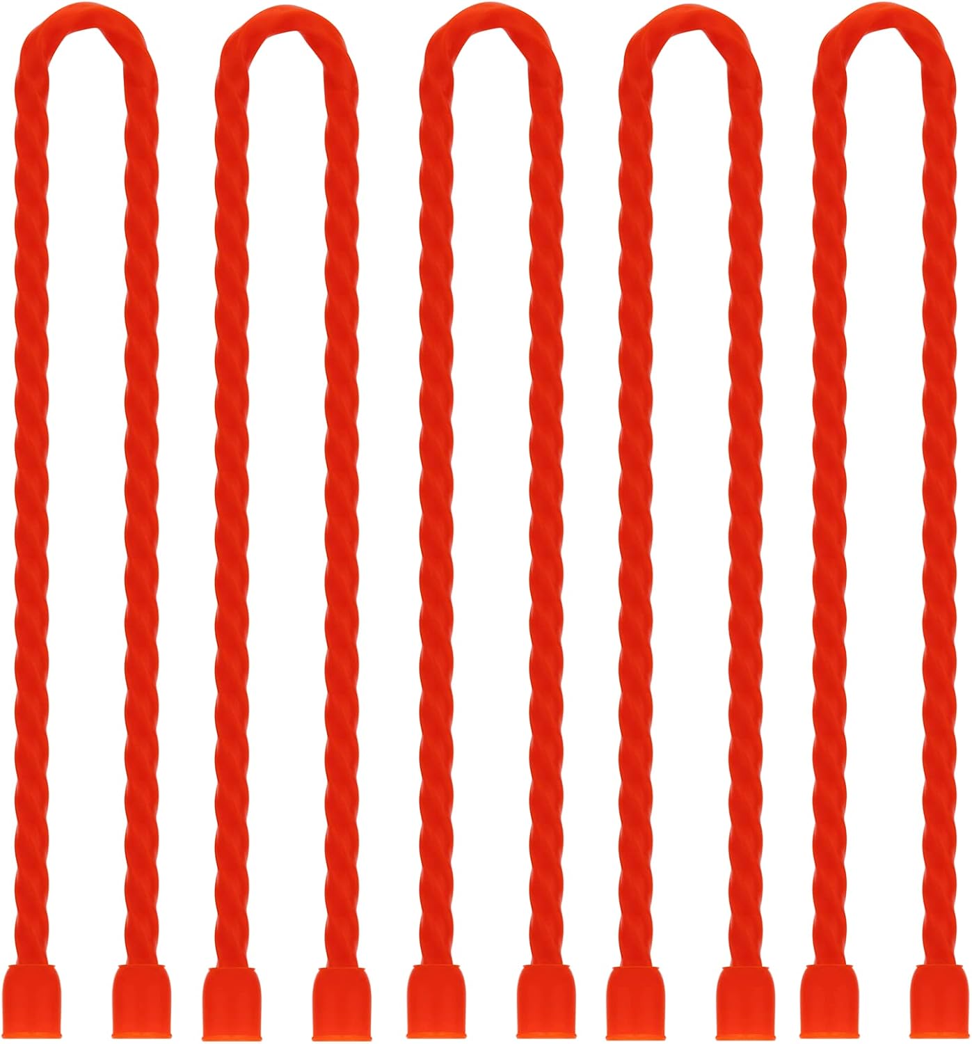 Gesipor 5 PCS 24-Inch Silicone Cable Ties Dia 6.5mm, Reusable Steel-Core Rubber Twist Ties Bendable Cable Ties for Bundling and Holding, All Purpose Cord Tie for Indoor and Outdoor (Red)