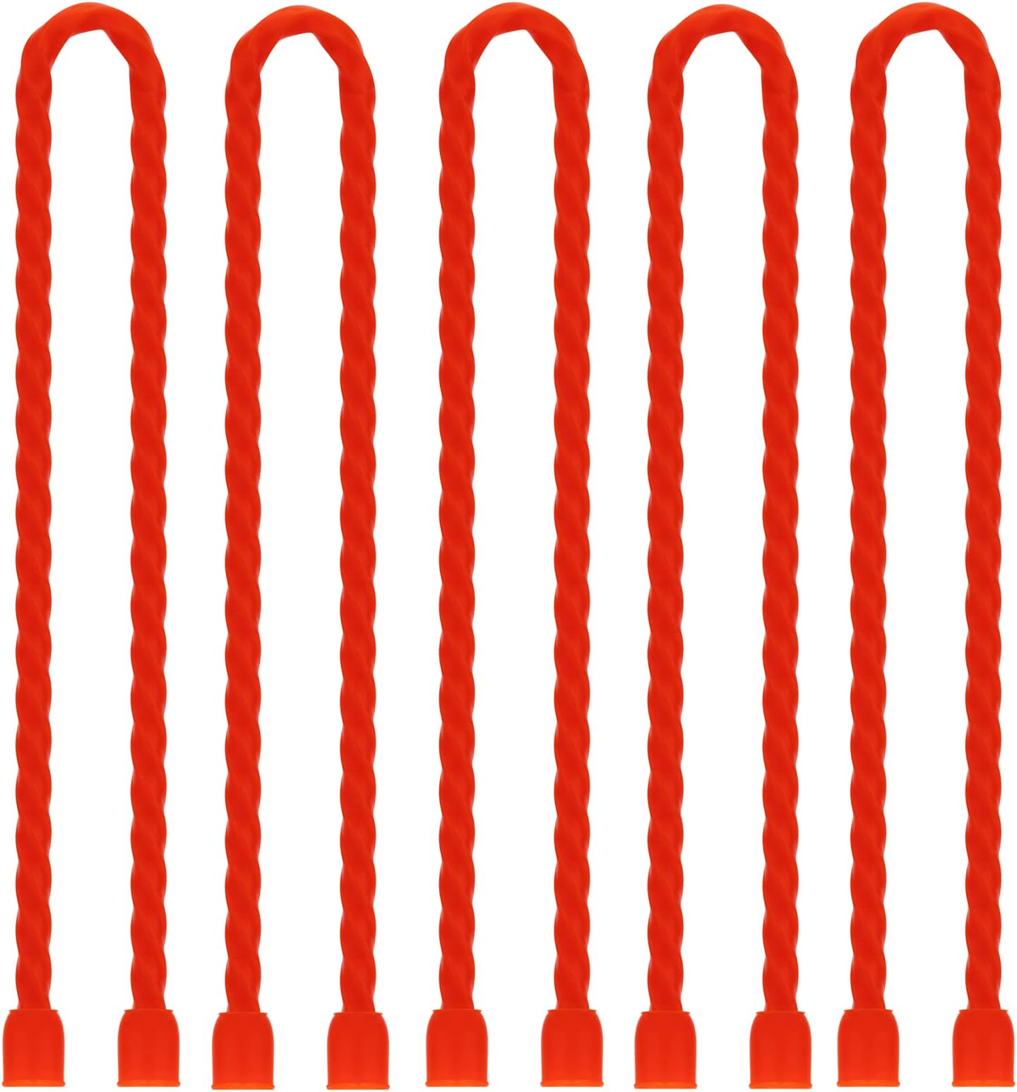 Gesipor 5 PCS 24-Inch Silicone Cable Ties Dia 6.5mm, Reusable Steel-Core Rubber Twist Ties Bendable Cable Ties for Bundling and Holding, All Purpose Cord Tie for Indoor and Outdoor (Red)
