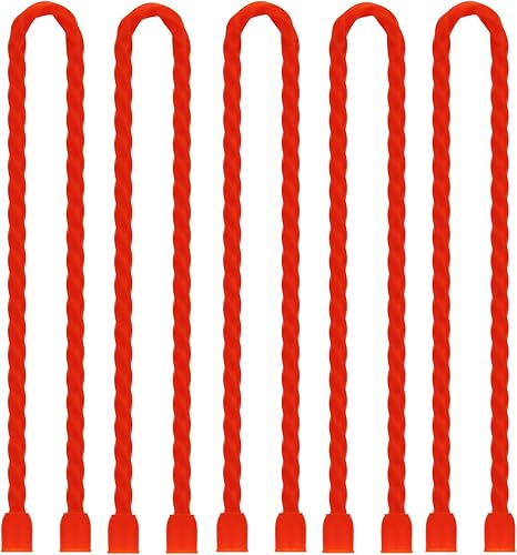 Gesipor 5 bridas de silicona de 24 pulgadas de diámetro de 0.256 in, bridas de goma reutilizables con núcleo de acero, bridas flexibles para agrupar