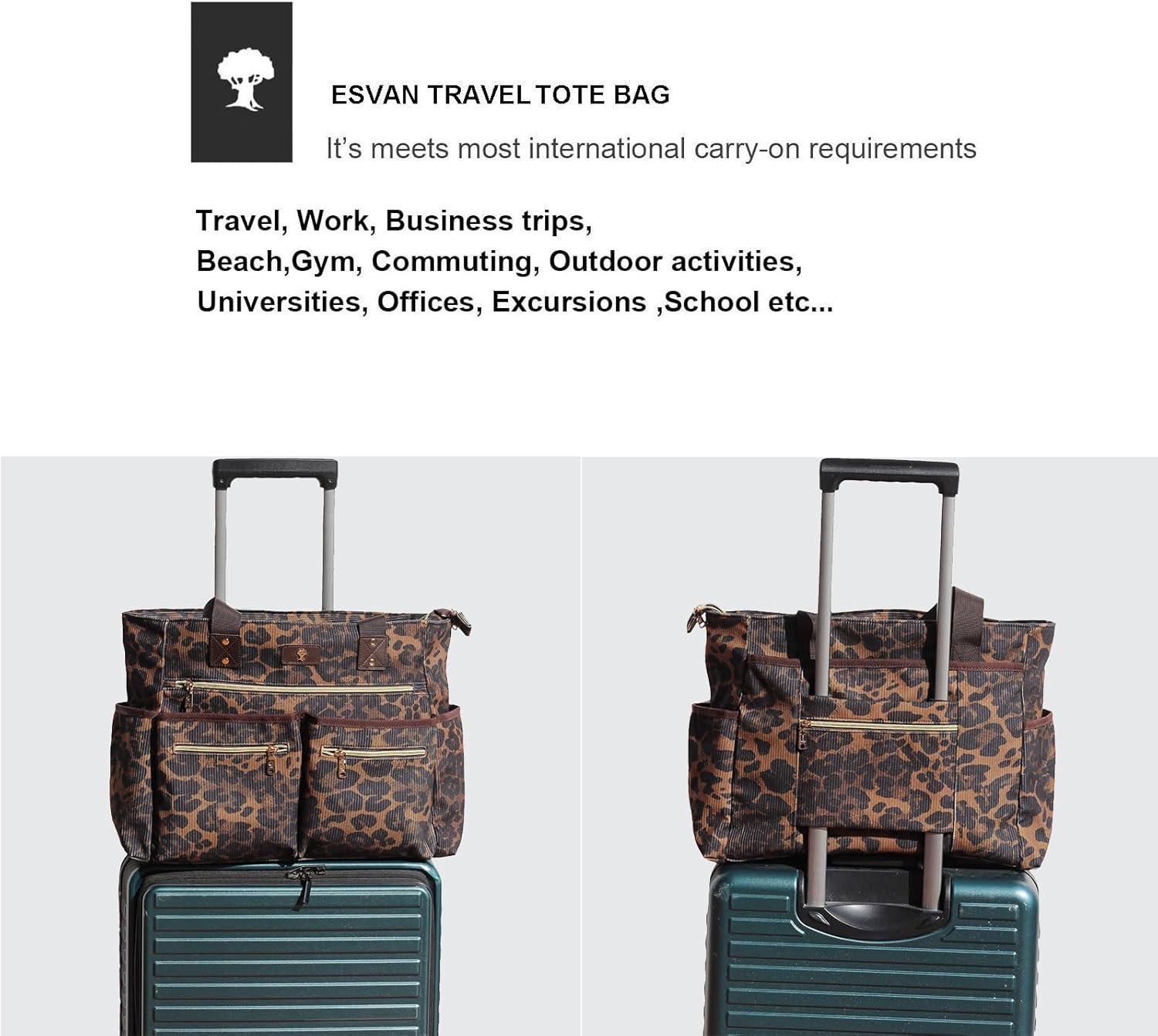 Weekender Bag Carry On Bag Overnight Tote Travel Duffle with 13 Pockets for Travel,Work，Gym,Beach,Teacher,Nurse