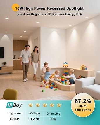 HiBay 8X 10W Downlights for Ceiling Dimmable Spotlight 3000K [Energy Class F]