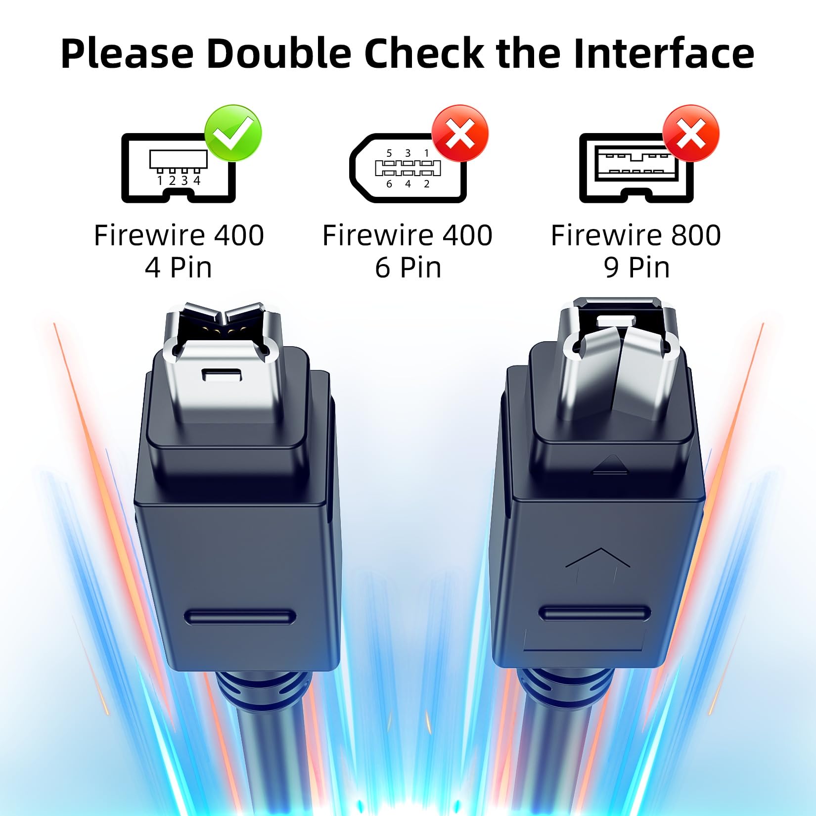 Câble FireWire 400, IEEE 1394 4 broches mâle vers 4 broches mâles, câble iLink DV, pour ordinateur portable PC vers appareil photo, caméscope, 1,2 m, noir