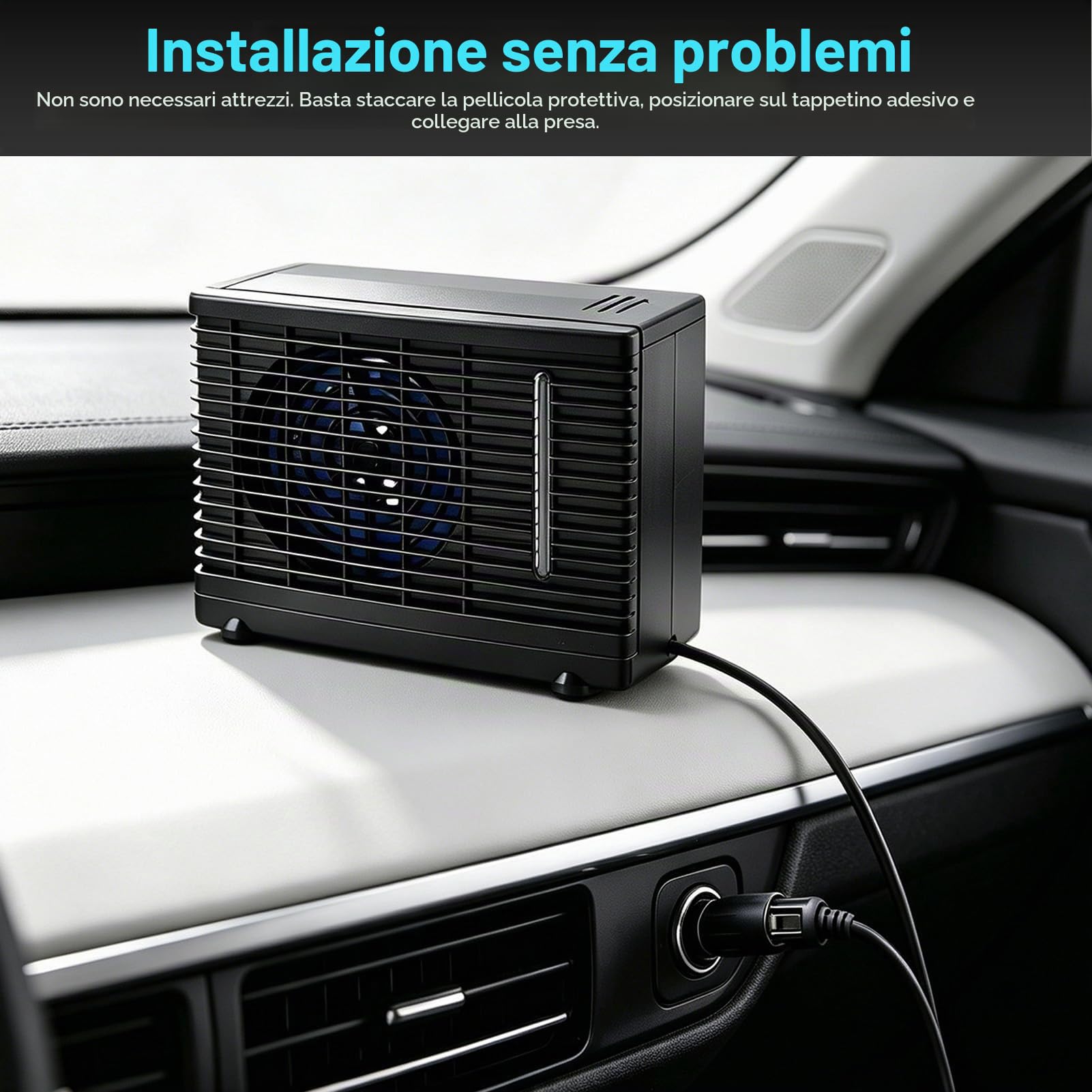 Condizionatore d'aria per auto da 12 V, mini ventola di raffreddamento ad acqua di raffreddamento ad aria portatile unità AC per estate e aree asciutte 20 x 11 x 15 cm