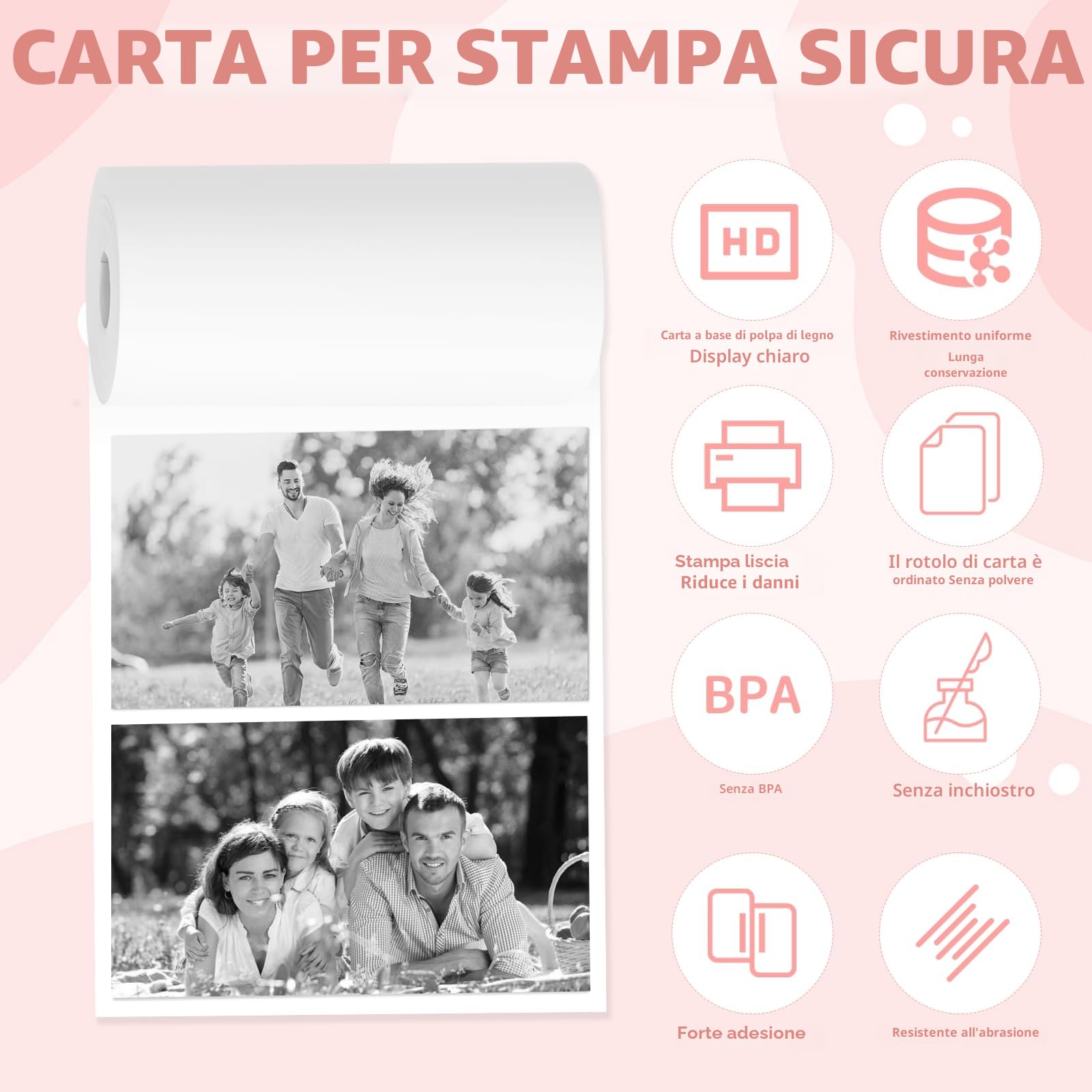 Carta Termica per Bambini Macchine Fotografica Istantanee 15 Rotoli 57mm x 500mm per Stampante Termica