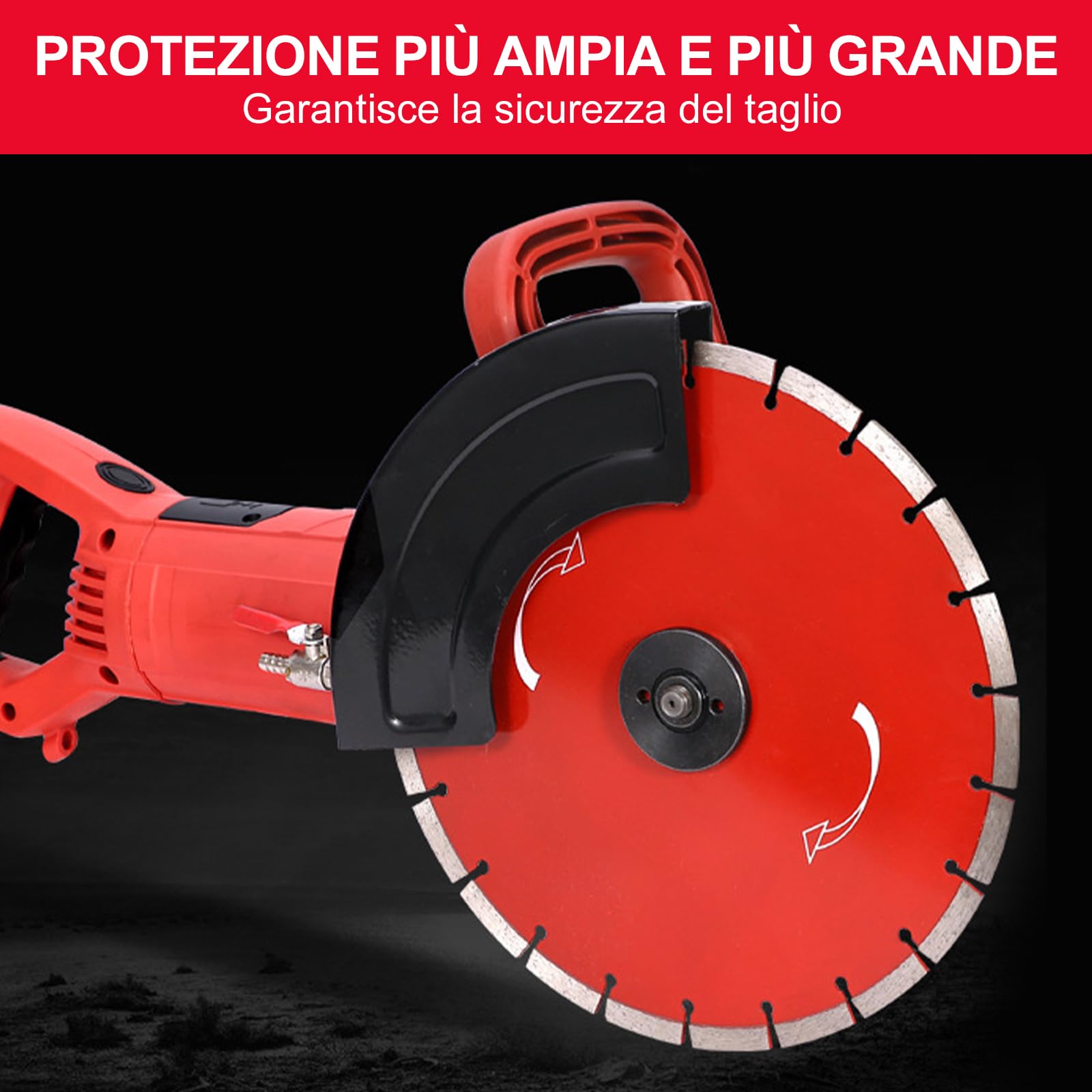 HYCHIKA 3200W Sega Elettrica per Calcestruzzo con Motore da 4300 giri/min, 305mm Scanalatrice per Tracce Muro, Include Linea d'acqua e Pompa, per Pietra, Mattoni e Legno