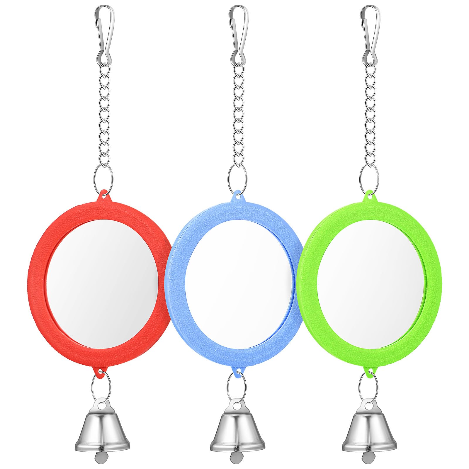 3 Jouets pour cage à oiseaux miroir interactif double face anti-ennui