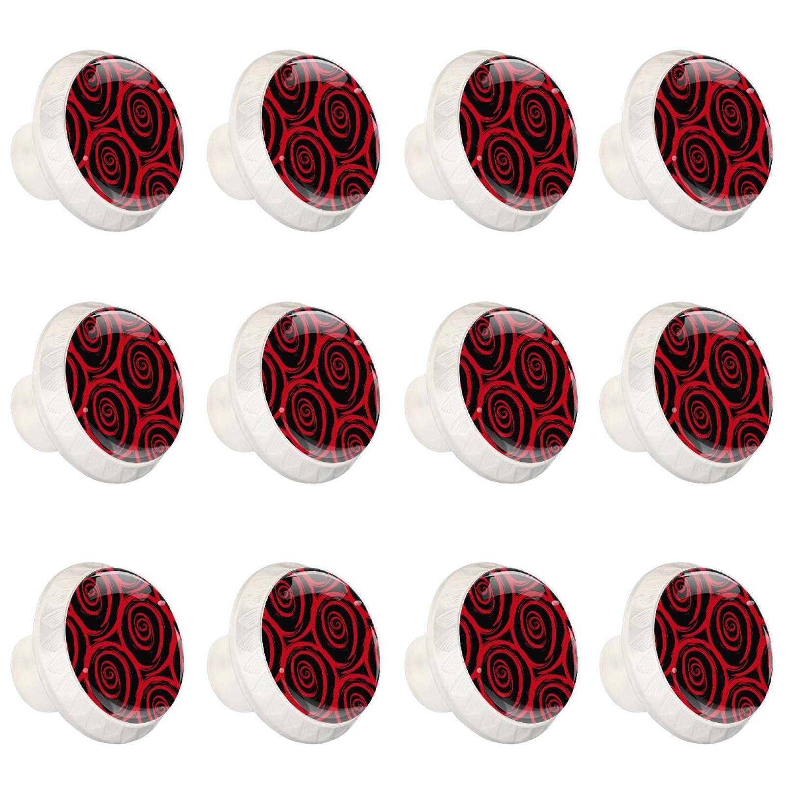 Boutons de tiroirs de placard de cuisine et poignées pour commode roses rouges 12 PCS