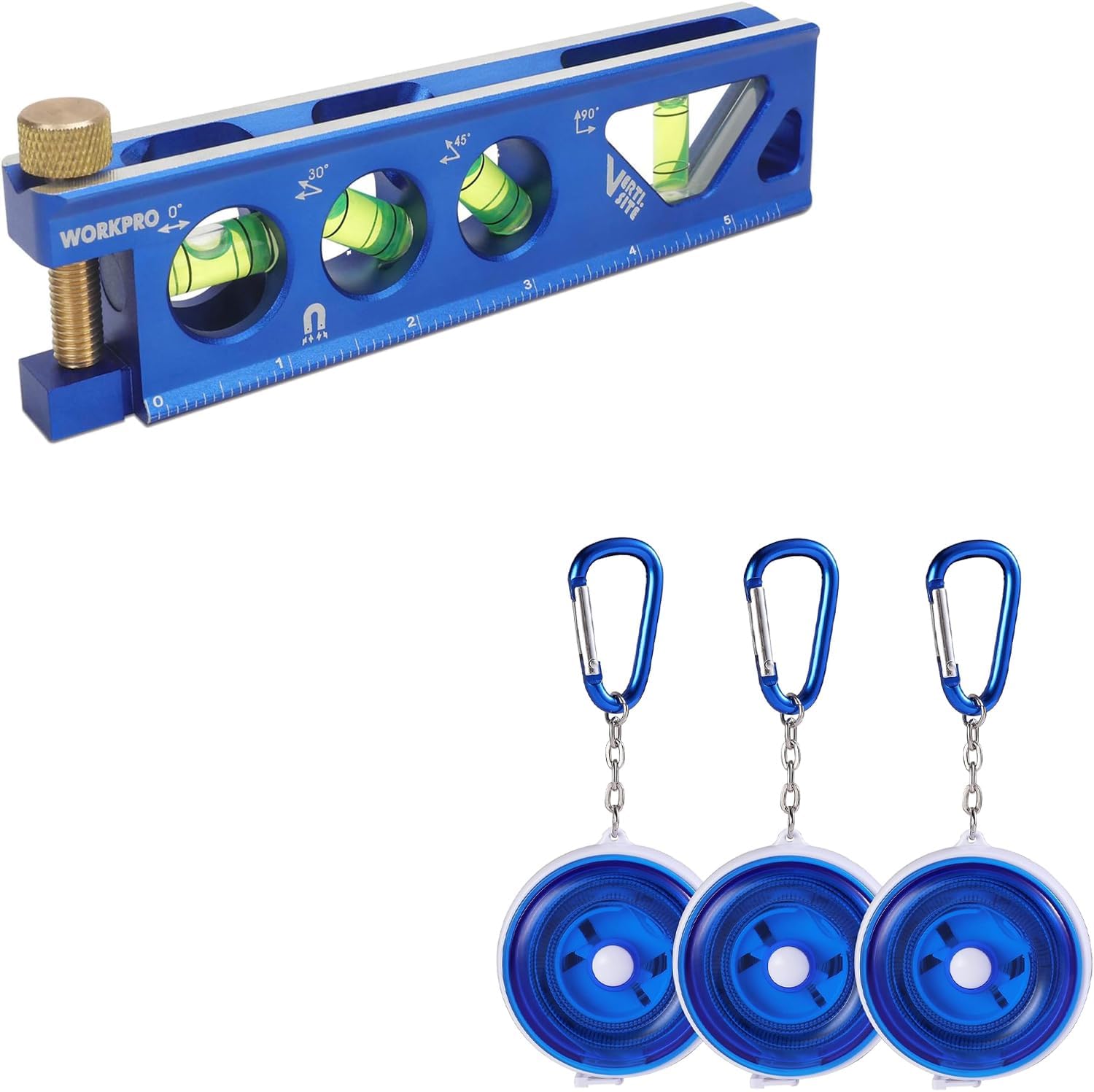 WORKPRO Torpedo Level and WORKPRO 3Pack Measuring Tape for Body