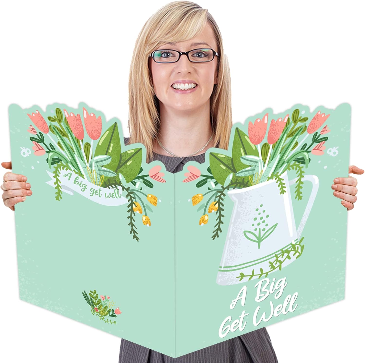 Jumbo Get Well Soon Thinking of You Giant Greeting Card from Group Big Shaped Jumborific Card Gift for Men Women Coworkers -Extra Large 14 x 22 inches