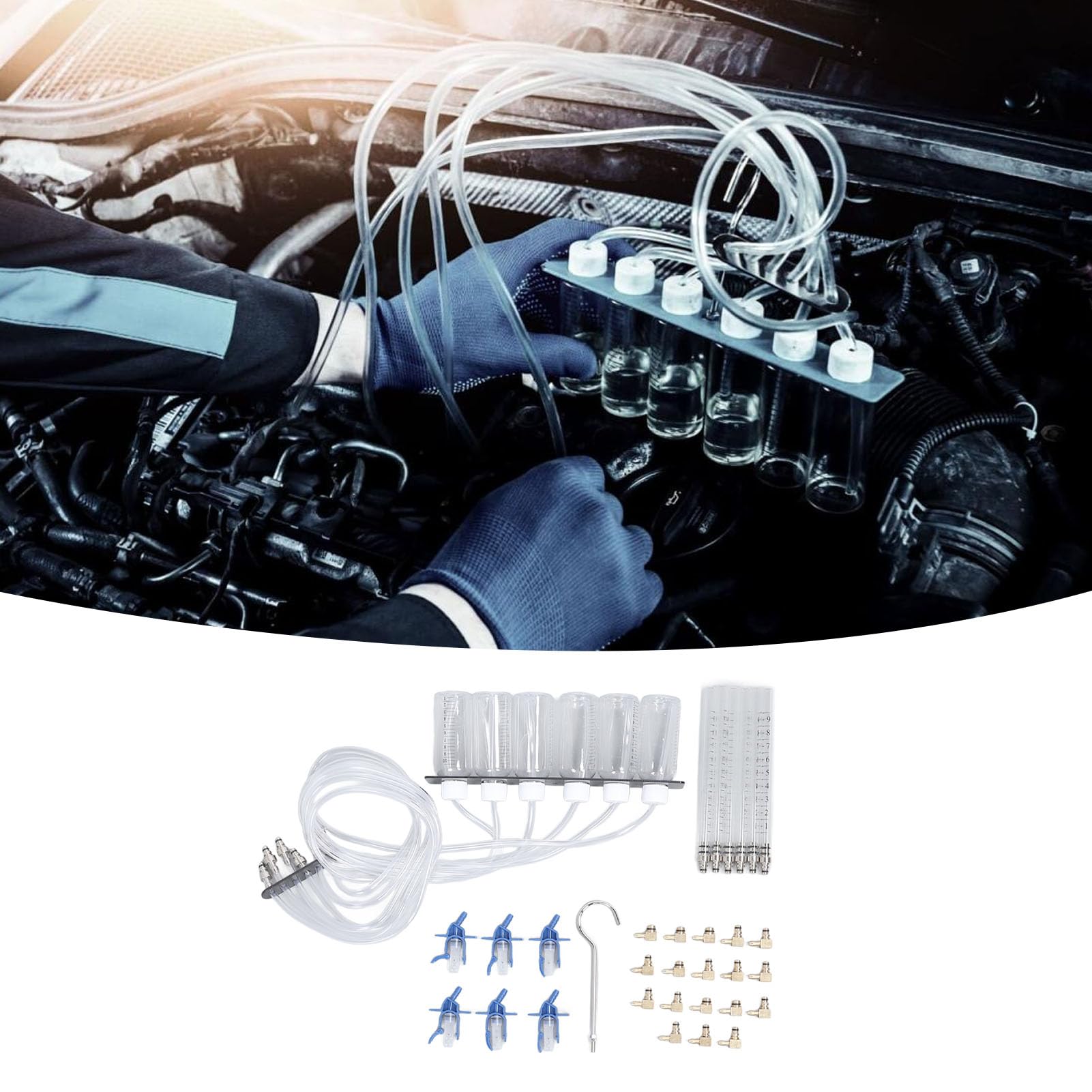 Kit de Prueba de Flujo de Inyector Diésel, Juego de Probador de Inyector de Combustible Multifuncional Eficiente
