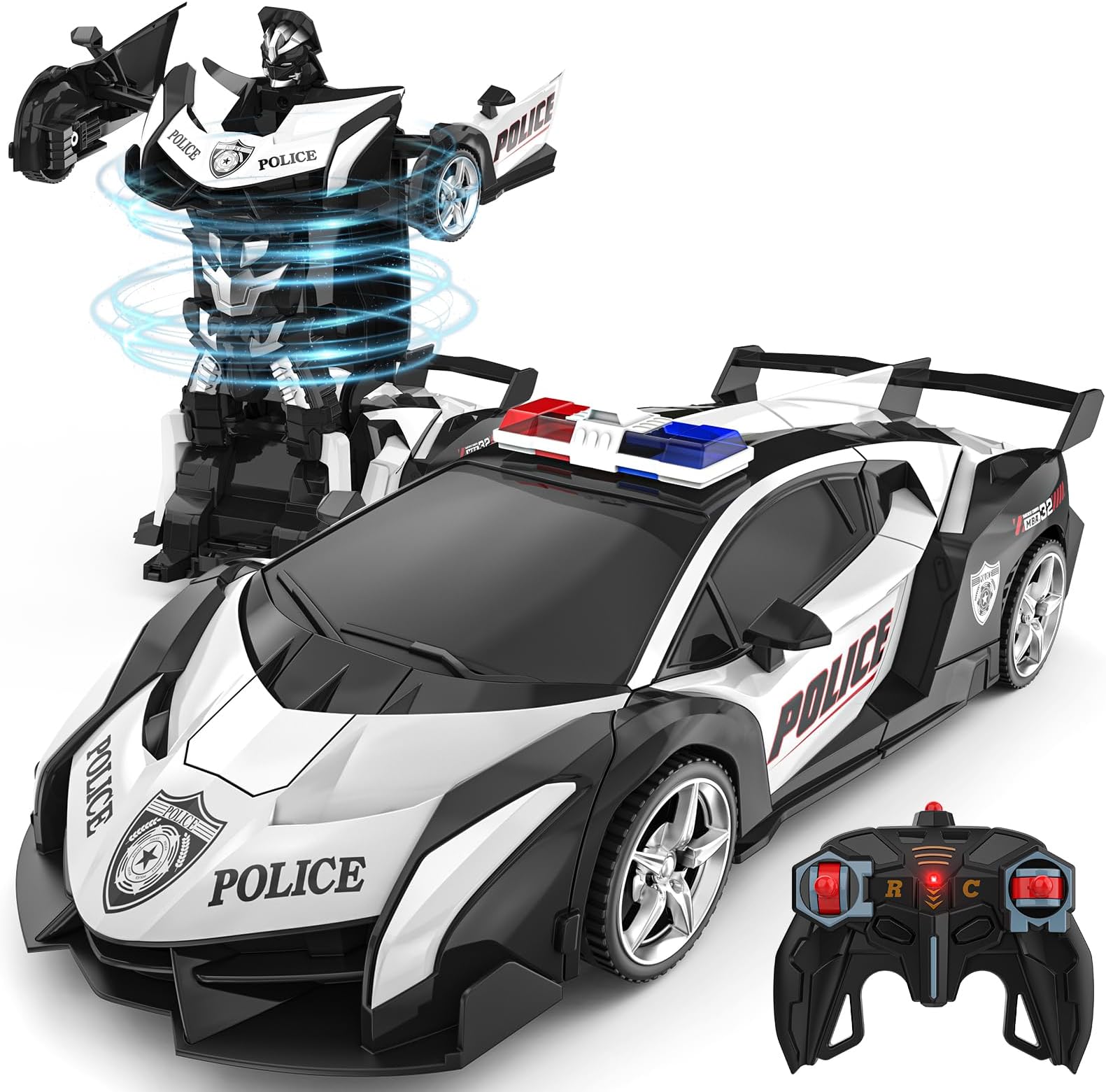 BLUEJAY Transform Rc Cars for Boys 4-7 8-12, 2.4Ghz Remote Control Car 1:18 Scale Transforming Robot, One-Button Deformation 360° Rotation Car Toy Gifts for Boys 3-5