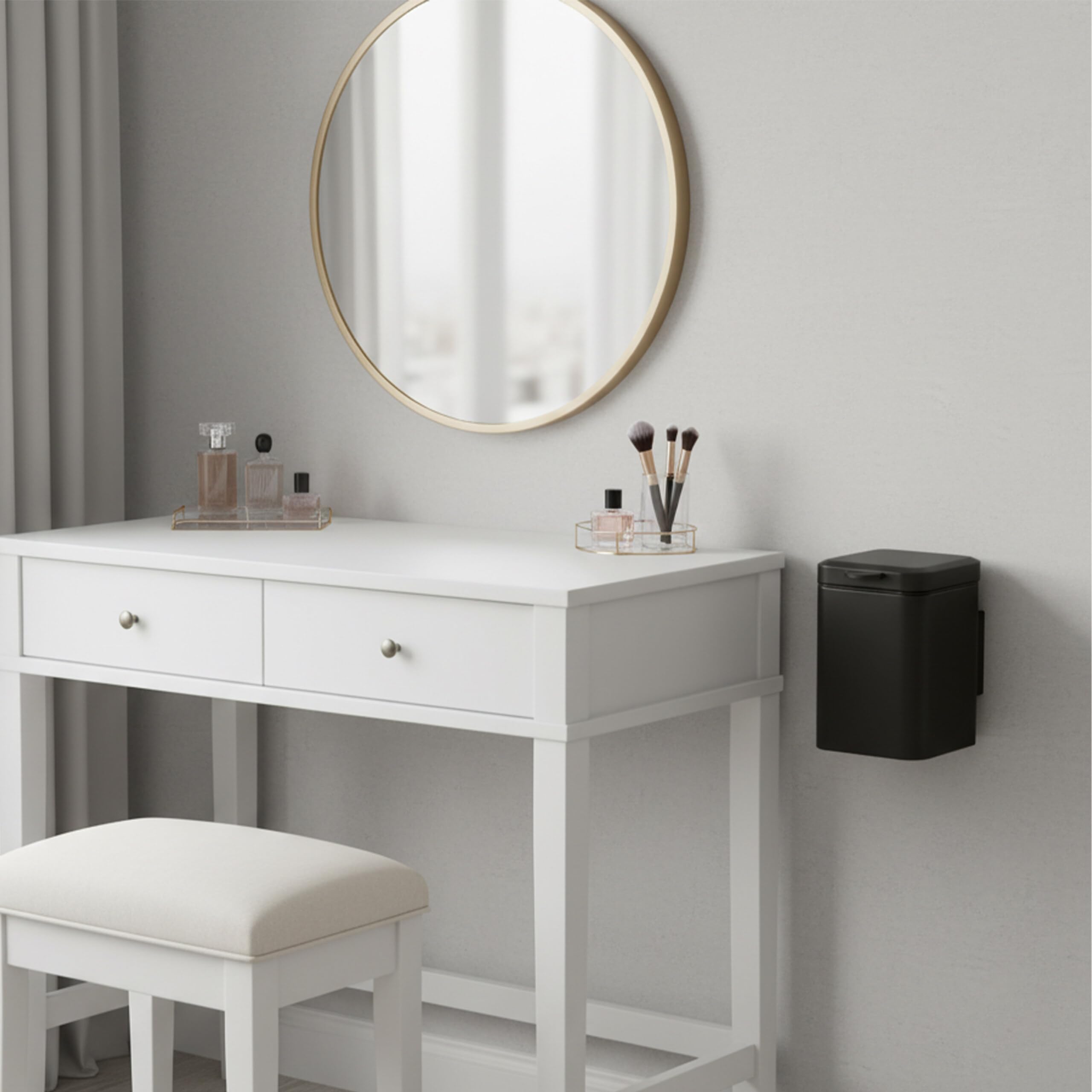 Relaxdays Poubelle Salle de Bain, Montage Mural, 3 l, mécanisme Fermeture, Seau intérieur Amovible, Noir
