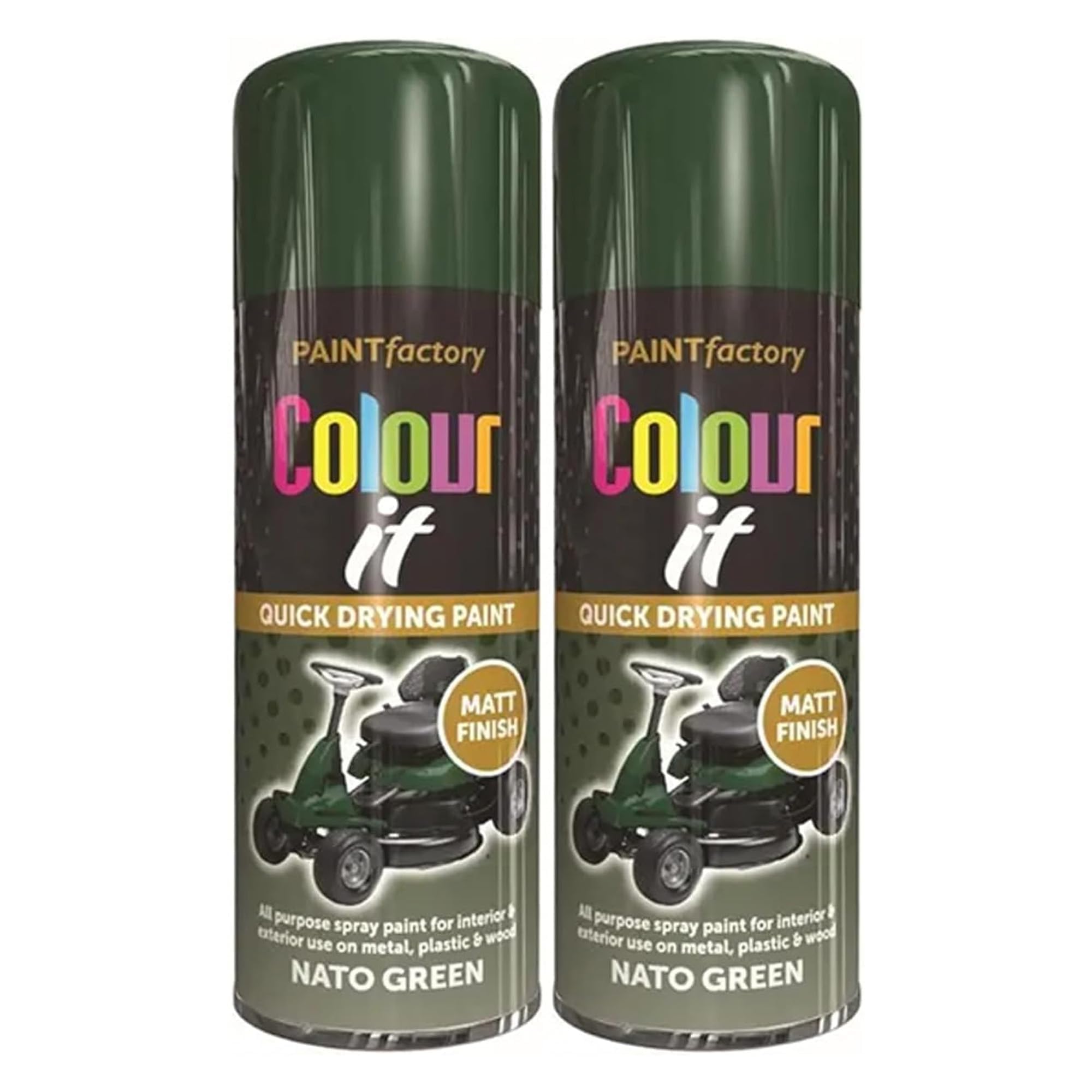 Colour It Nato Green Quick Drying Paint, Multi-Surface, Matt Finish, Easy Application, Durable Rust-Resistant, Ideal for Doors, Gates, Railings, Furniture and DIY Projects, 400ml (Pack of 2)