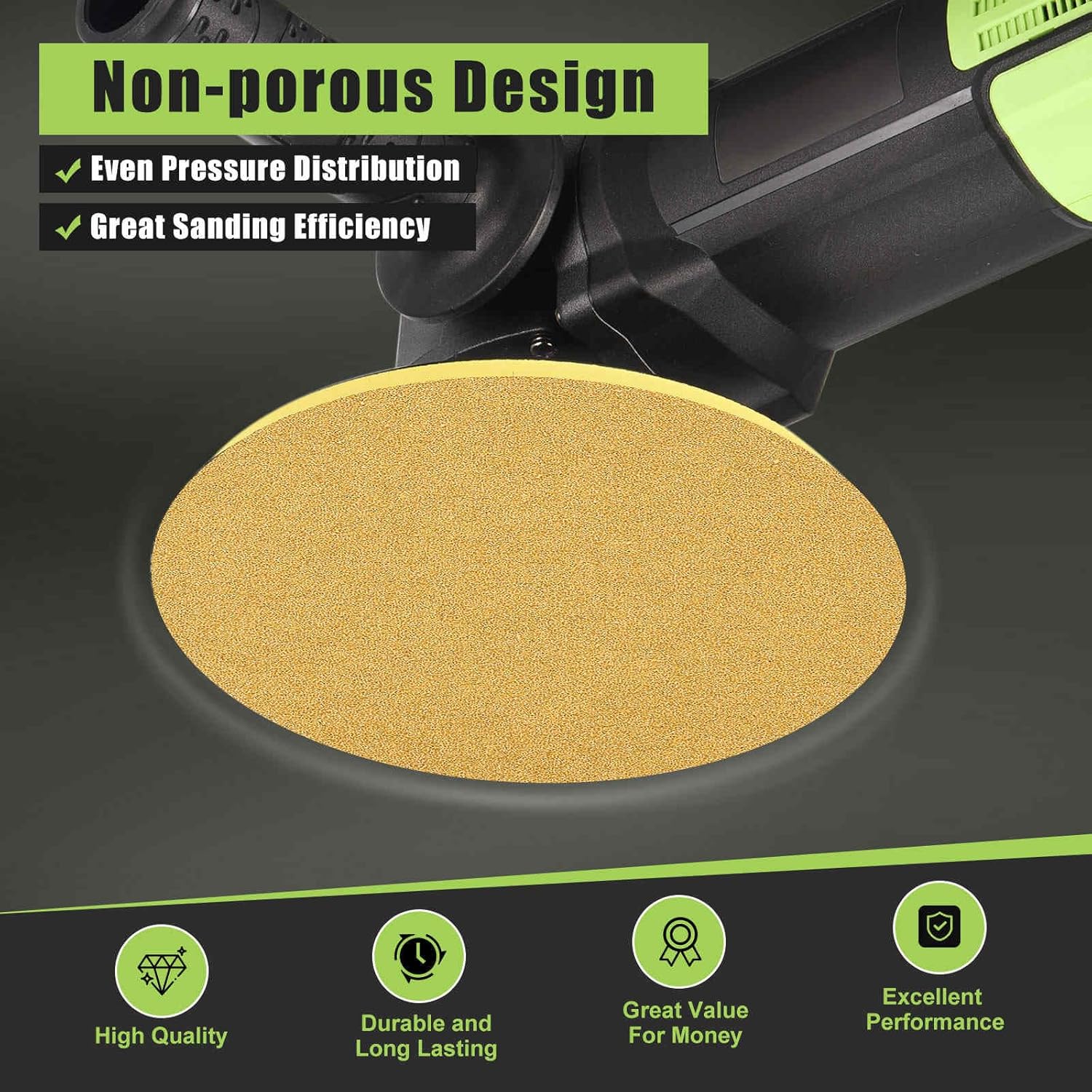 DTGN 6 Inch 80 Grit Hook and Loop Sanding Disc - 200 Pcs - Good for Wood Metal Stone Walls- Aluminum Oxide Abrasive Hook and Loop Sandpaper Orbital Sander Pads, Yellow
