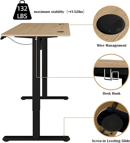 Vista 22 de Meilocar - Escritorio eléctrico de pie ajustable en altura, escritorio para computadora con controlador de memoria, estación de trabajo de oficina