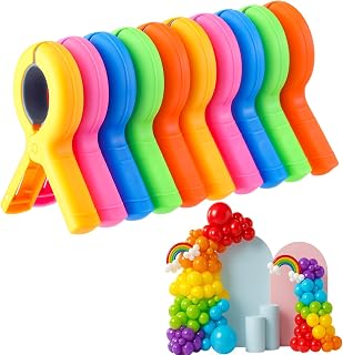 Geelin 10팩 무지개 풍선 아치 클립 플라스틱 배경 스프링 클램프 9.5cm(3.7인치) 튼튼한 클립 풍선 아치 키트 가랜드 프레임 생일 결혼식 크리스마스 파티 이벤트 장식용