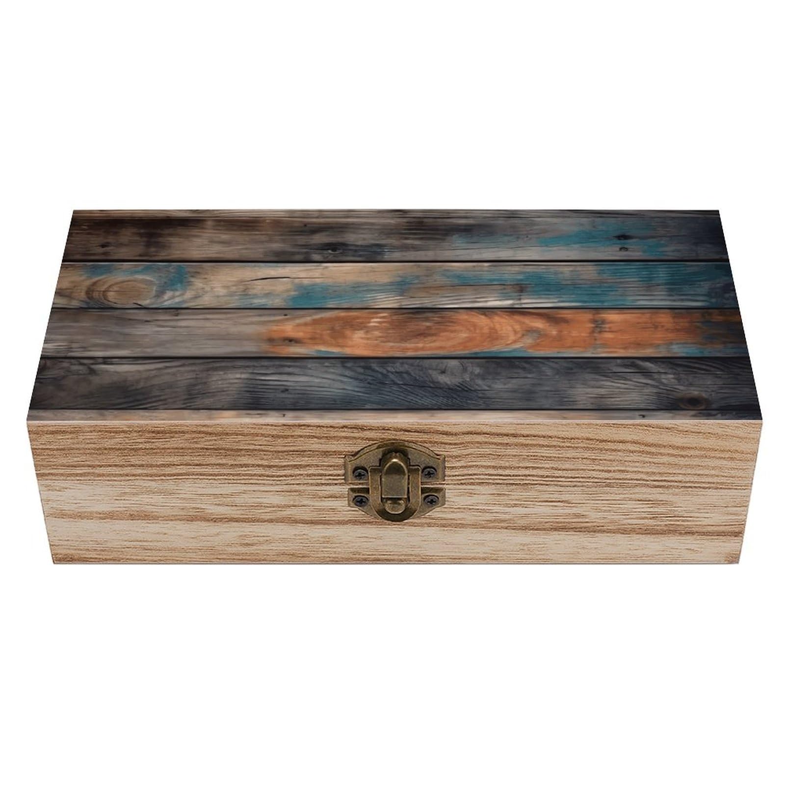 NTVOWPZO Wooden Storage Box Brown Texture Wood Gift Box with Hinged Lid Vintage Decorative Boxes Jewelry Memory Box for Jewelry Art Hobbies Home Storage Treasure Keepsake Gift