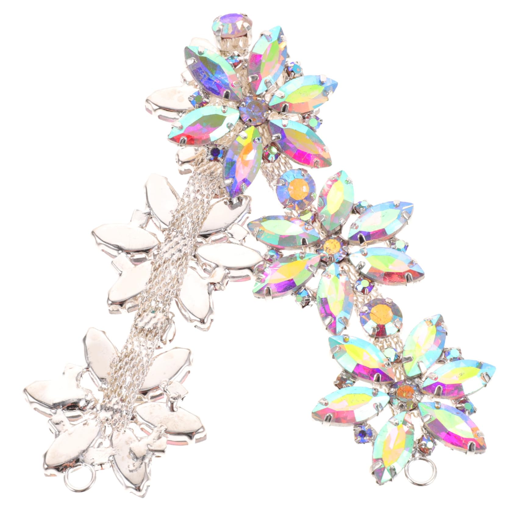 5 Pz catena di fiori di strass hair charms arredamento bianco applique decorativa per cinture da donna cappelli applique di stoffa per matrimoni strass borsa