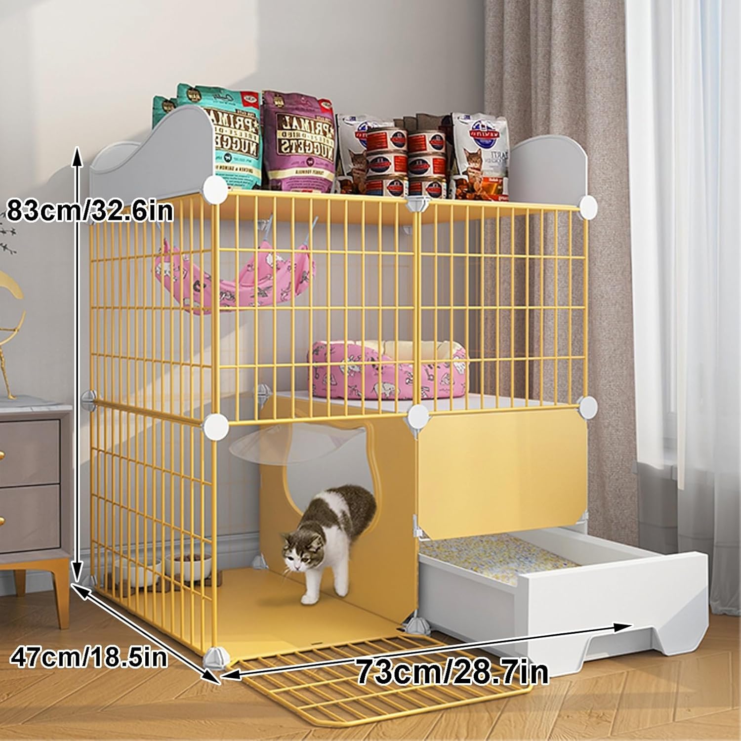 ieneko 猫ケージ 2段 木製 大型 おしゃれ 猫 ケージ 2段式屋内用猫