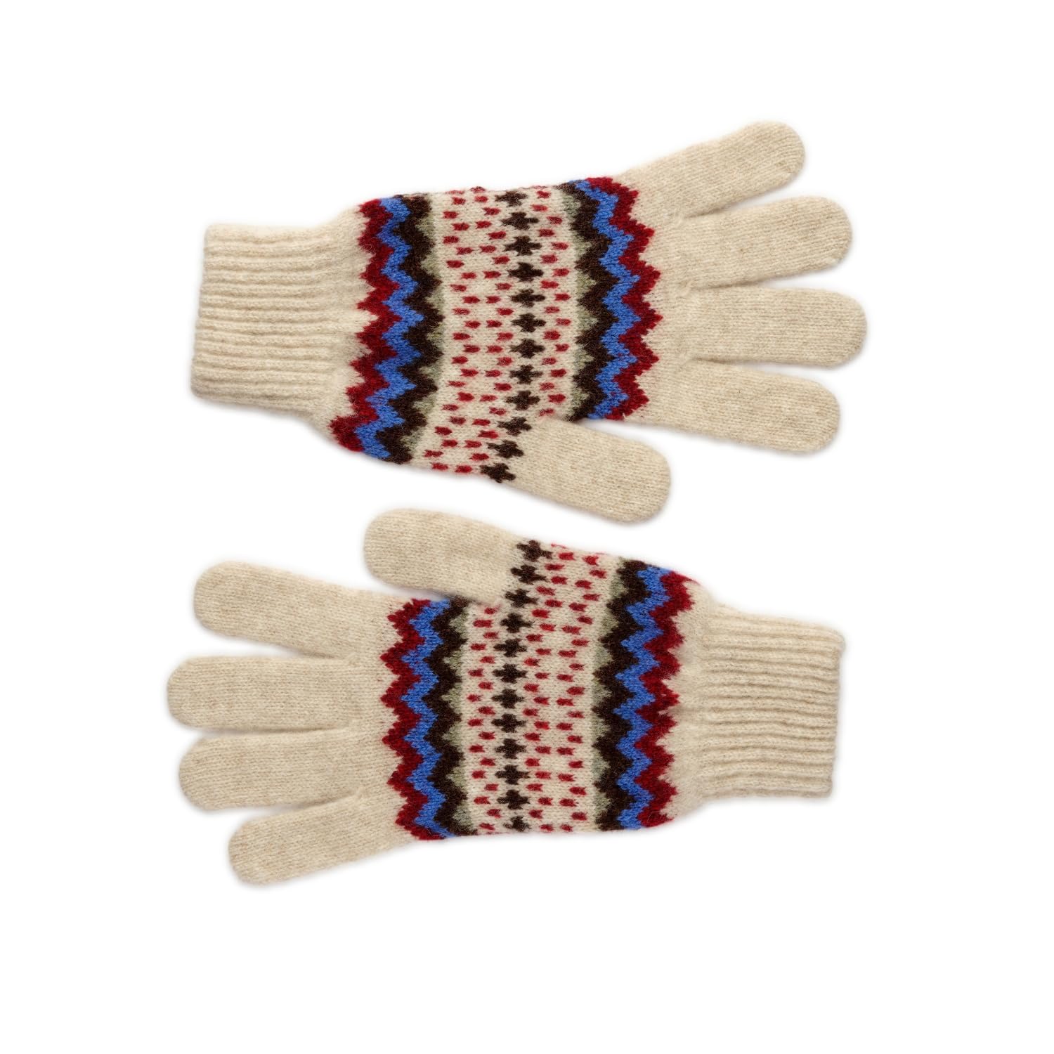 The Cashmere Choice Lomond Lambswool - Fairisle Patterned Christmas Gloves - Hope (Natural)