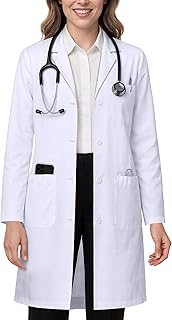 NY Threads Professional White Lab Coat for Women, Long Sleeve Medical Coat OEKO-TEX STANDARD 100