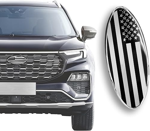 Kutyun Emblema de bandera estadounidense para Ford para parrilla delantera, repuesto para emblema de Ford, emblema ovalado de aluminio de 9 Kutyun Emblema de bandera estadounidense para Ford para parrilla delantera, repuesto para emblema de Ford, emblema ovalado de aluminio de 9