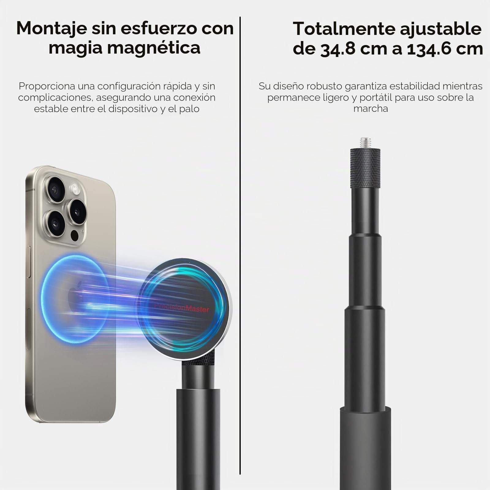 PrecisionMaster Trípode de Golf - Aluminio de Alta Resistencia con Compatibilidad | 52" Ajustable, Compatible con iPad Pro 13", Trípode de Grabación de Golf con Montura Magnética * 2