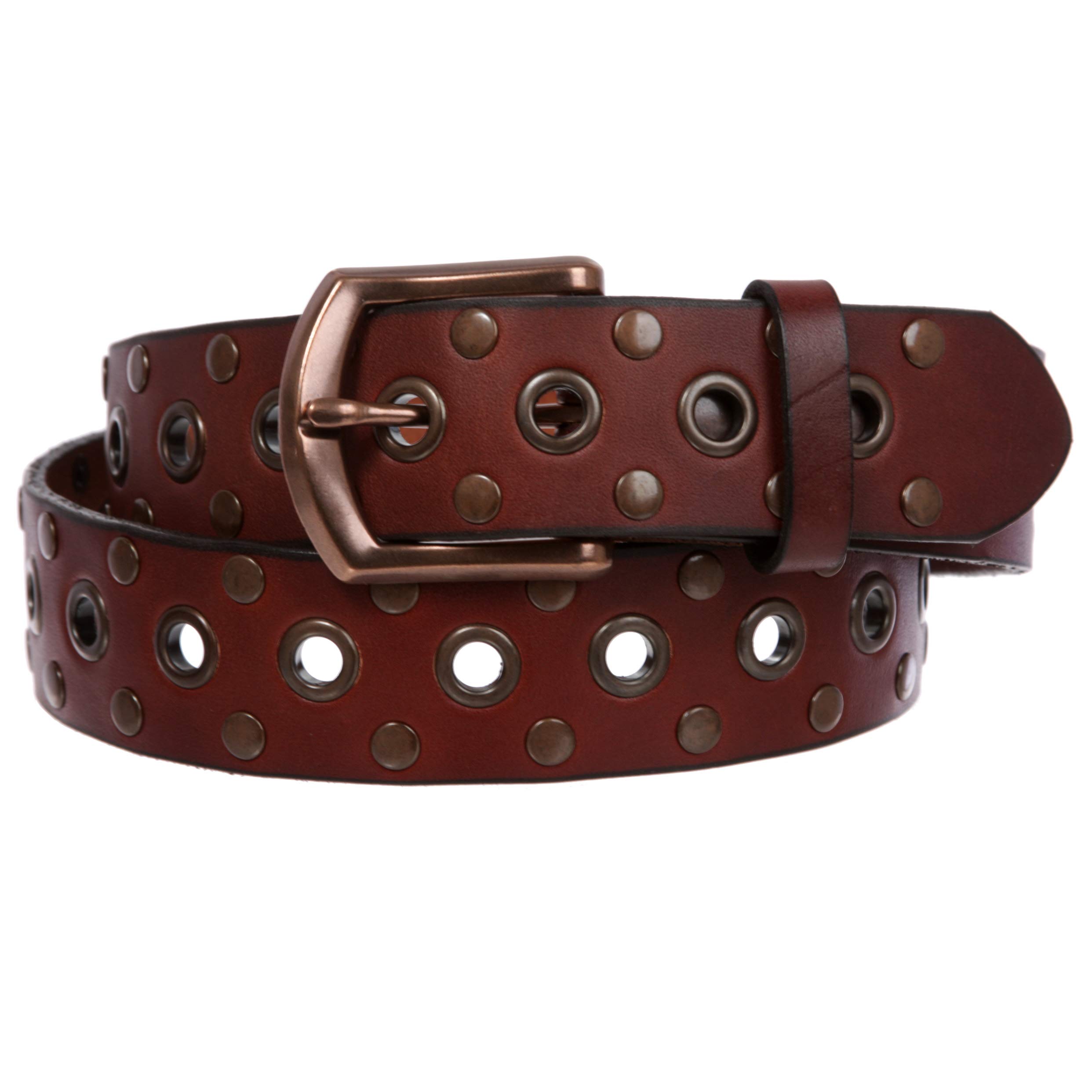 beltiscool Hombres de ojales & studs sólido cinturón de piel