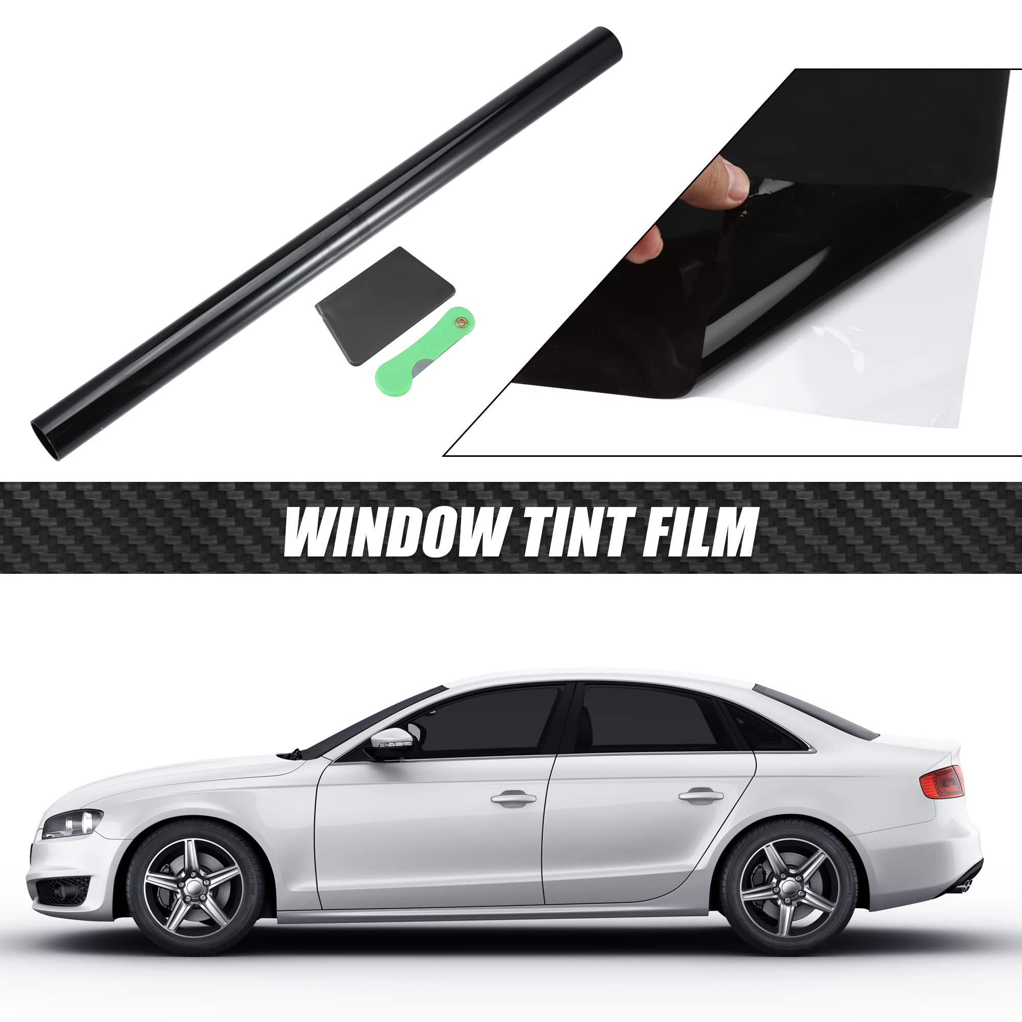 X AUTOHAUX Universal Car Window Tint Film Auto Sun Shade Protection Sunlight Heat Block Set 15% 50x600cm 20