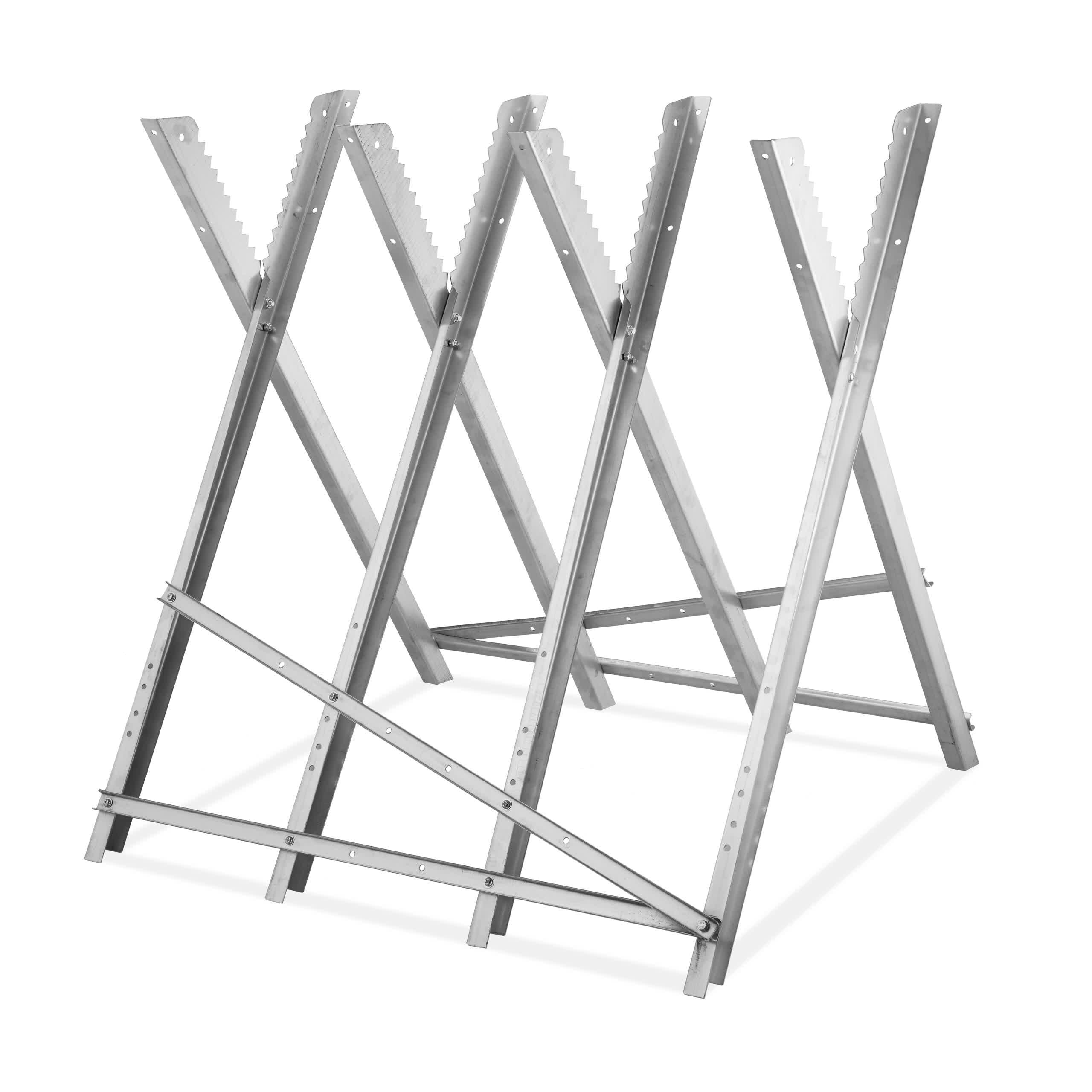 Relaxdays Silver Sawhorse For Chainsaws, Folding, For Up To 150 Kg, Wood Cutting Stand, Trestle, 82X83x80 Cm, Steel,