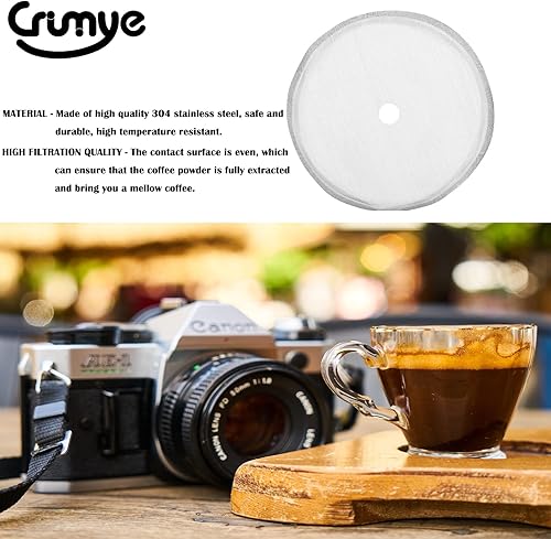 Miniatura 2 de Filtros de repuesto para prensa francesa de 5 piezas, filtros de malla de acero inoxidable de 2.6 pulgadas, pantalla de repuesto para 4 tazas de 12