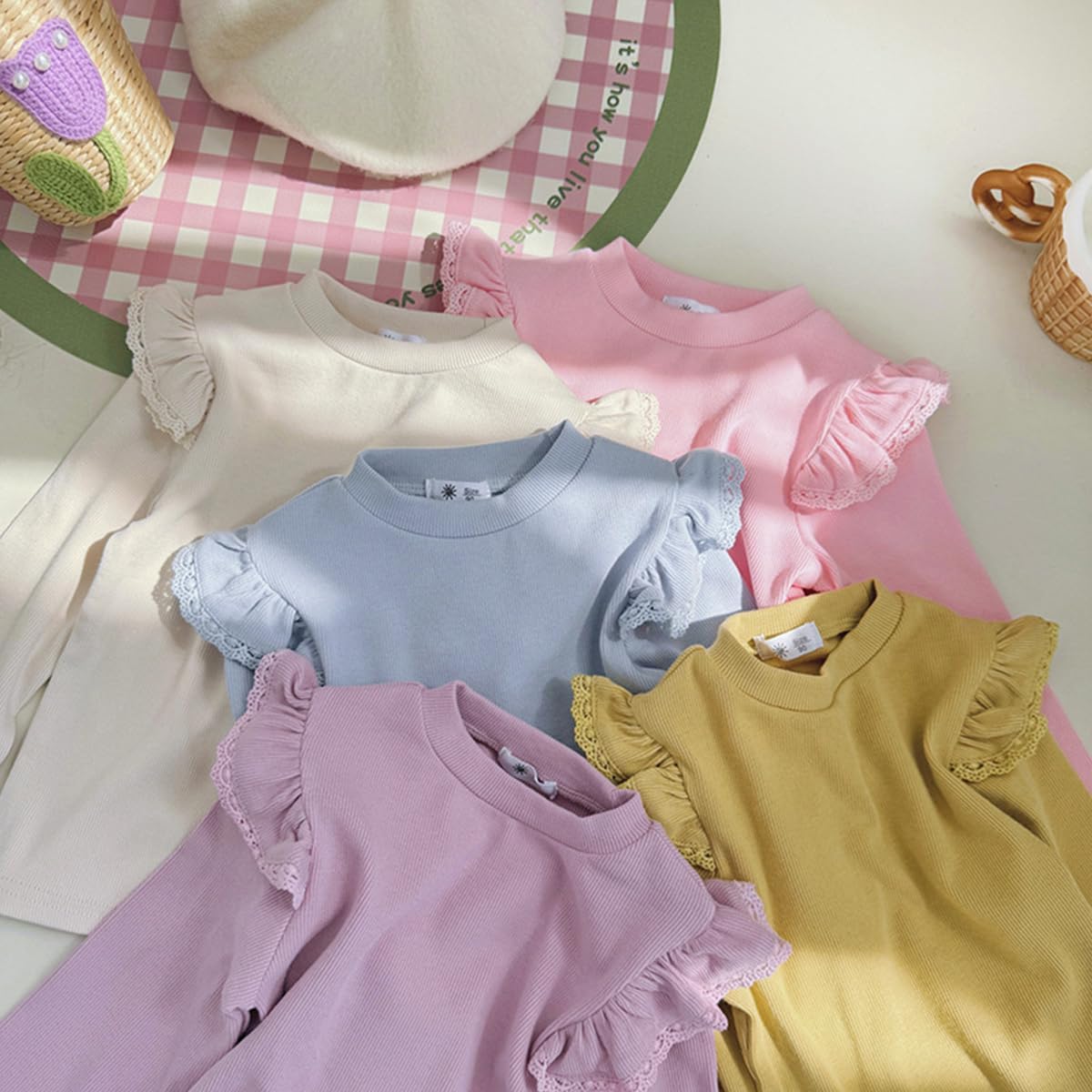 KISBINI Toddler Girl Ruffle Long Sleeve T-Shirt Cotton Top Tee for Spring/Fall - Image 5