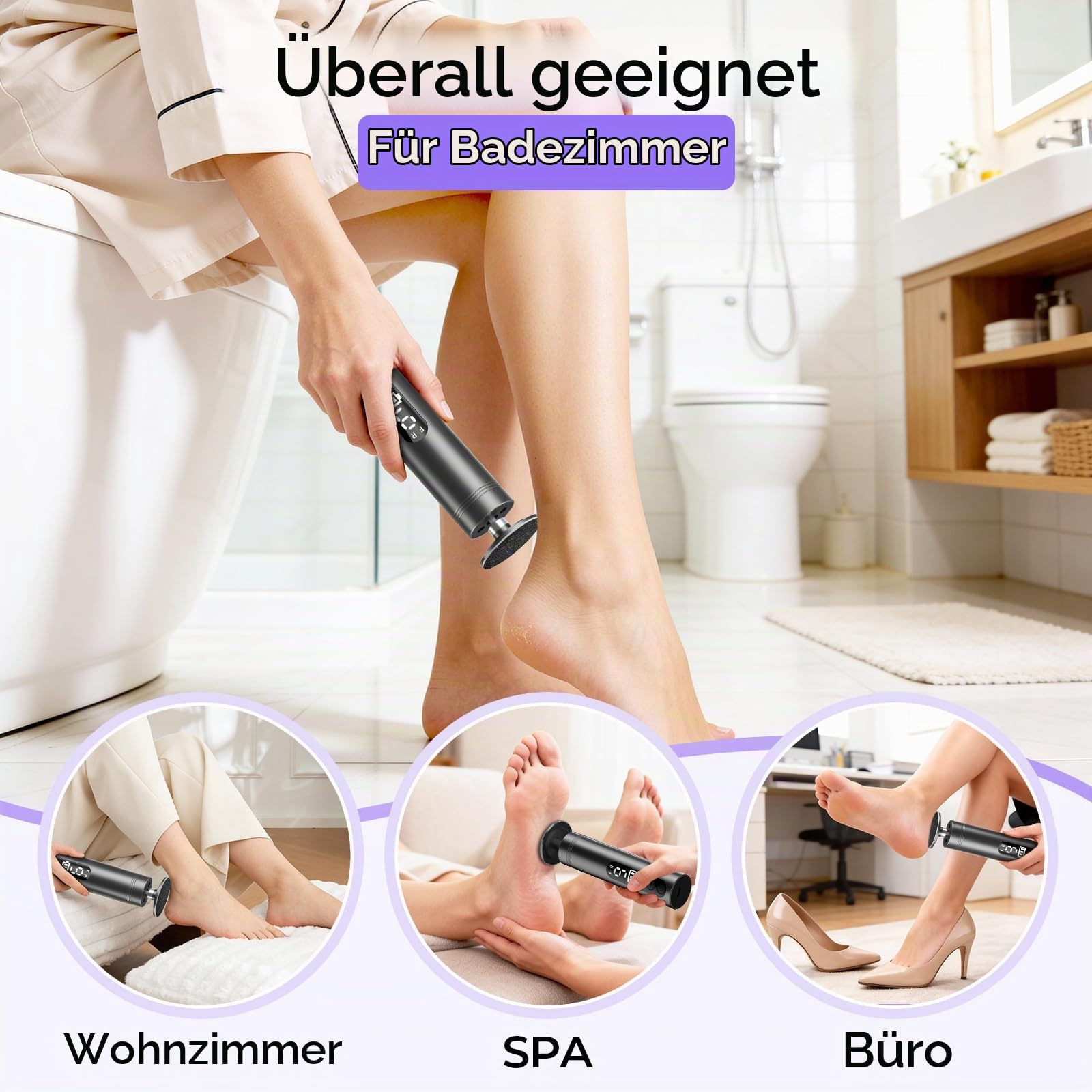 Hornhautentferner Elektrisch 2-IN-1, 9 Geschwindigkeiten Elektrischer Hornhautentferner, Wiederaufladbar mit Type-C, Pediküre Fußpflege Set Elektrisch für Tote Harte Rissige Haut