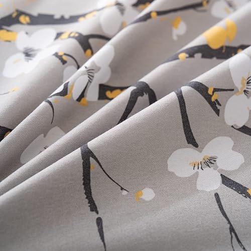 Miniatura 4 de YLGOINJC Juego de funda de edredón floral tamaño King, color blanco suave, funda de edredón refrescante botánica, ropa de cama de microfibra bohemia