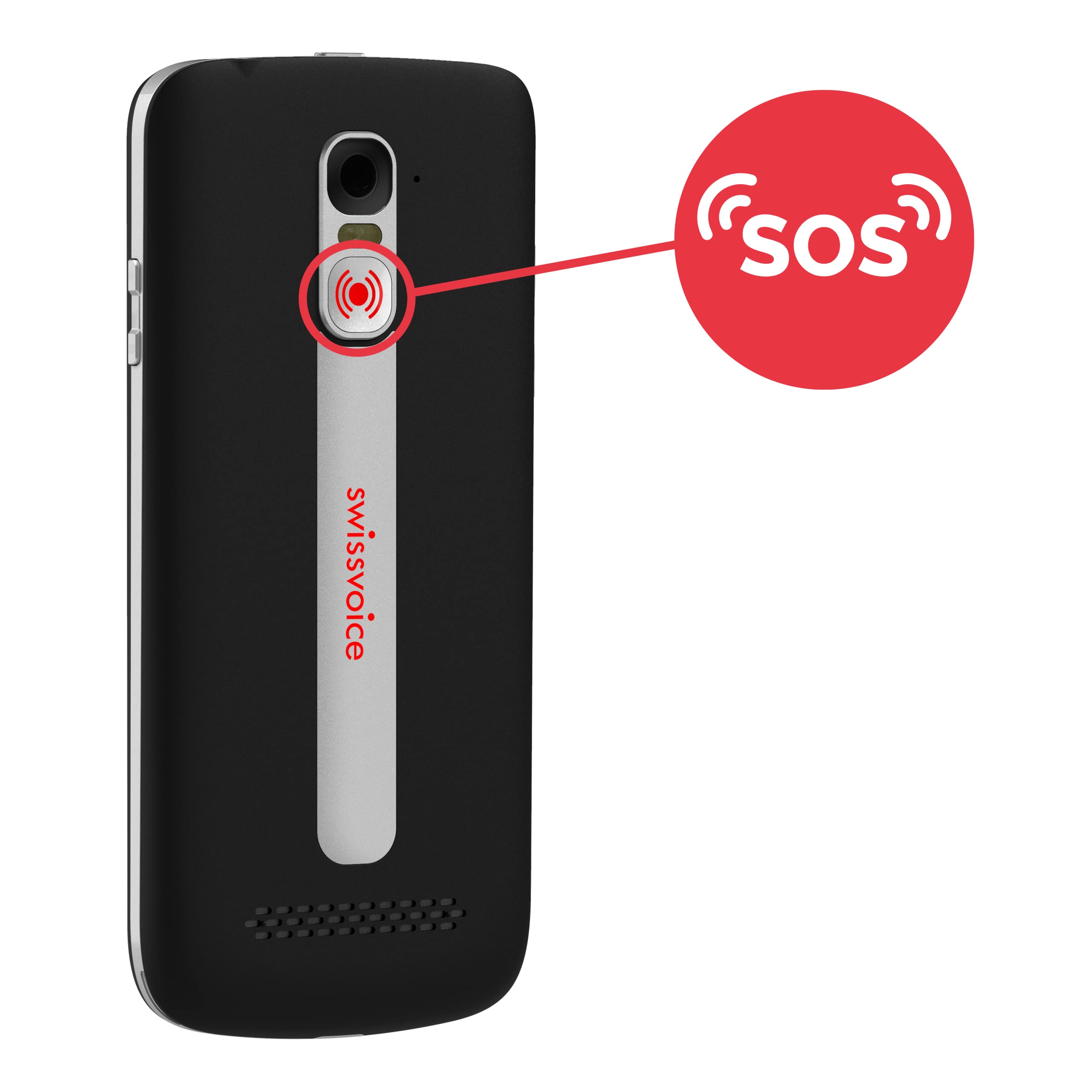 swissvoice S510-C 4G Smartphone para Personas Mayores Que utilizan el teléfono principalmente en casa - Teléfono móvil fácil de Usar con Teclas Grandes, Base de Carga y Correa para el Cuello