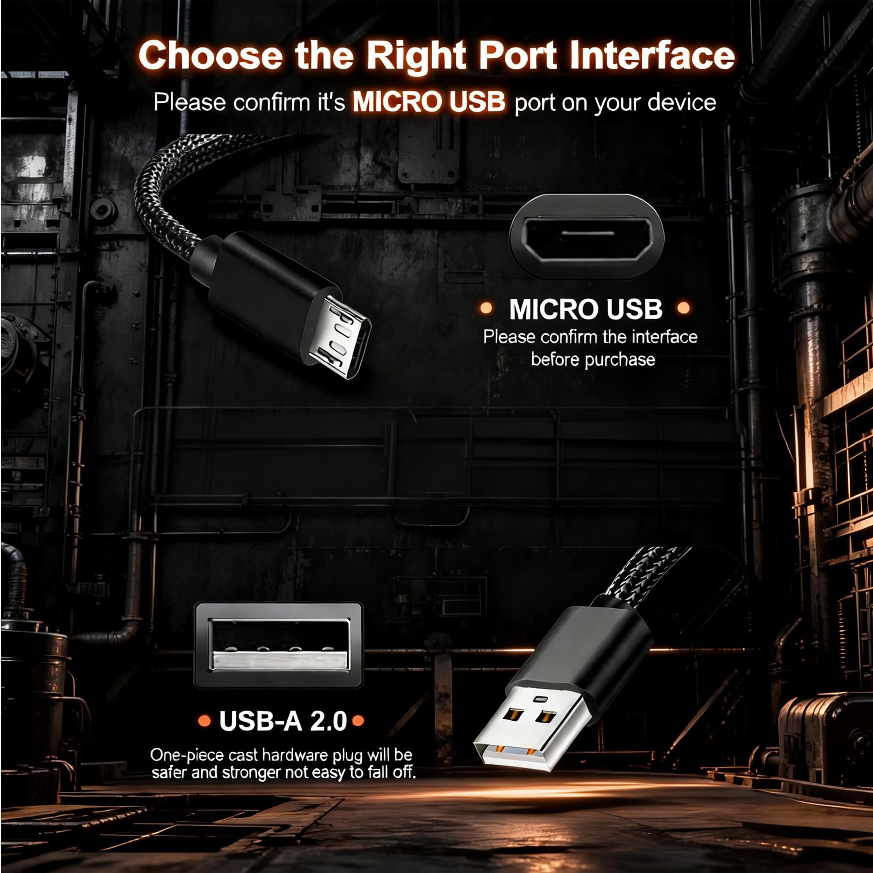 Cavo di alimentazione USB compatibile per Kasa EC70/KC410S/EC60/YI PRO 2K Indoor Pan/YI 2k Dome/Tilt Smart Home Security Camera | Cavo micro USB in nylon intrecciato da 9 m