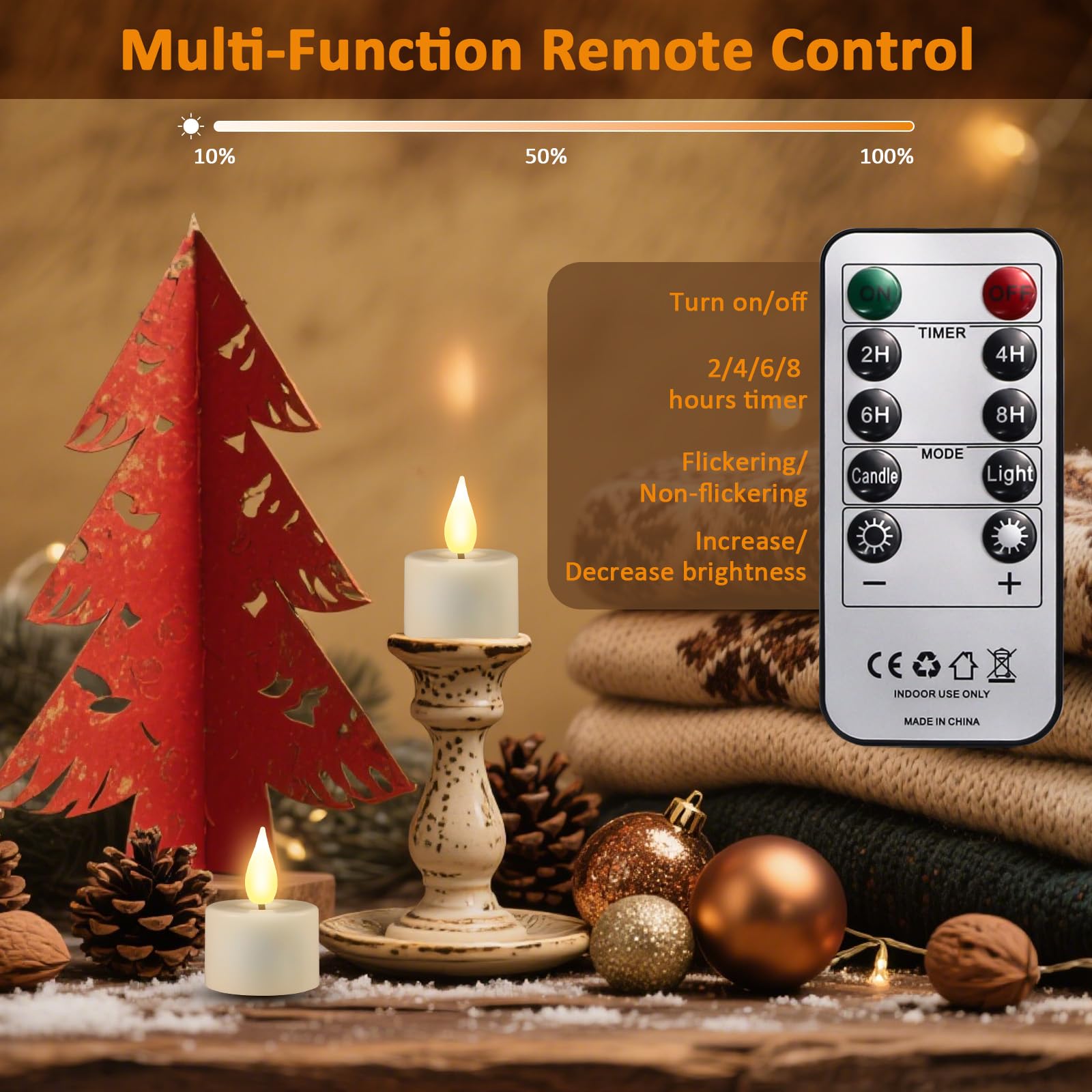 Bougies Led Électriques Avec Minuterie À Flamme Vacillante, Avec