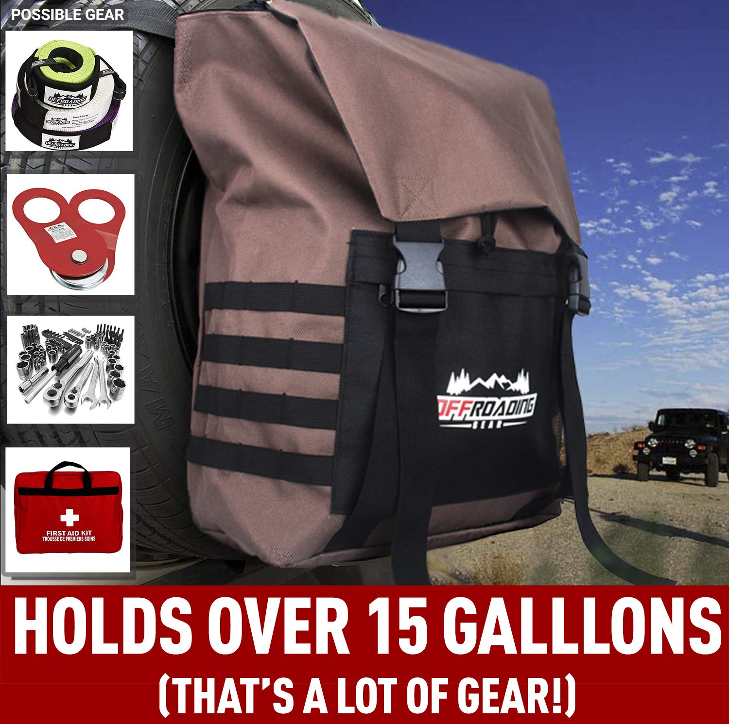 Spare Tire Trash and Rear Gear Bag w/Seat Organizer & Backpack Off