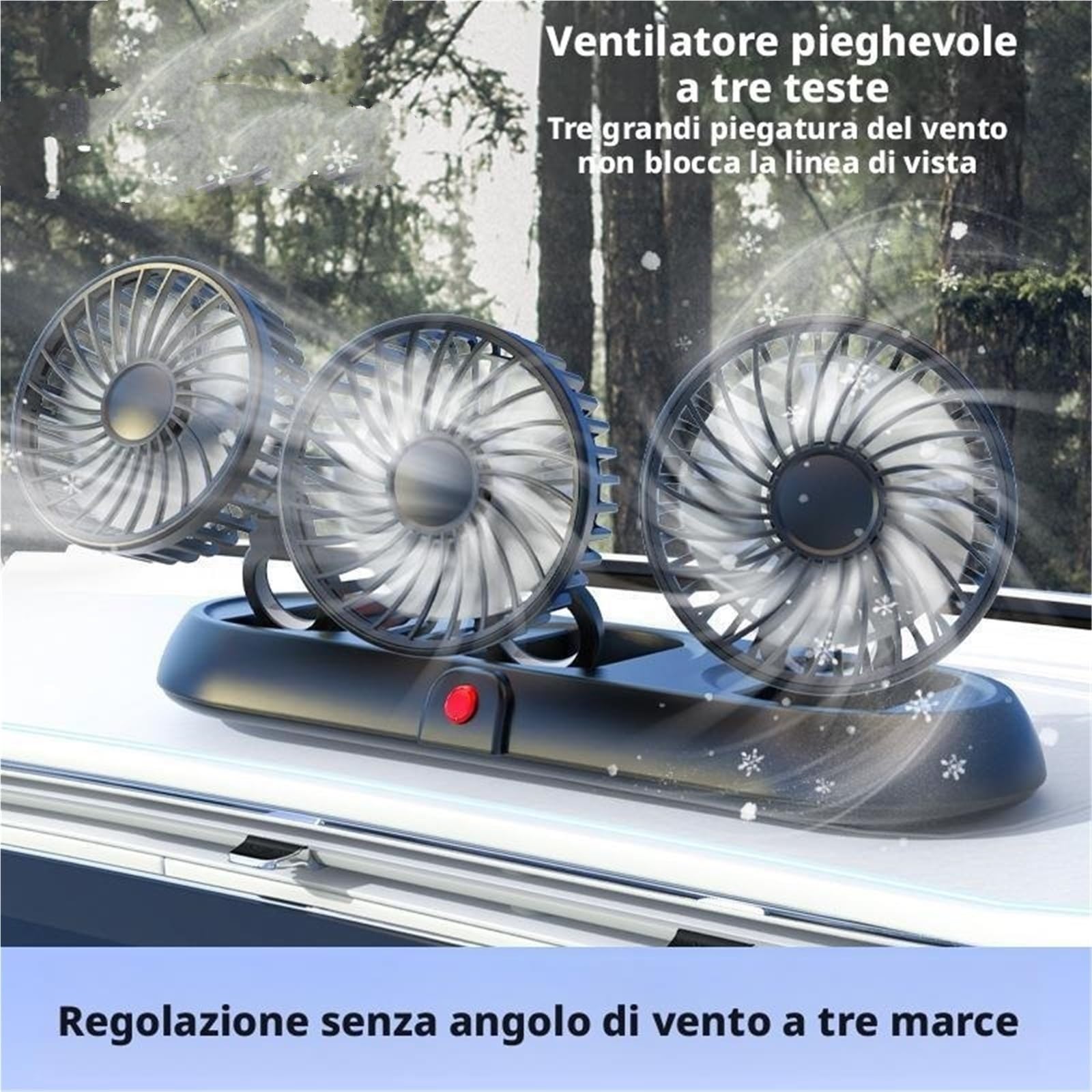 Ventilatore Pieghevole Per Auto Volodya A 3 Teste - 3 Velocità Regolabili, USB 5V/accendisigari 12V/24V, Raffreddamento ABS A Basso Rumore Per Camion/scrivanie Da Ufficio(Black white (USB/5v))