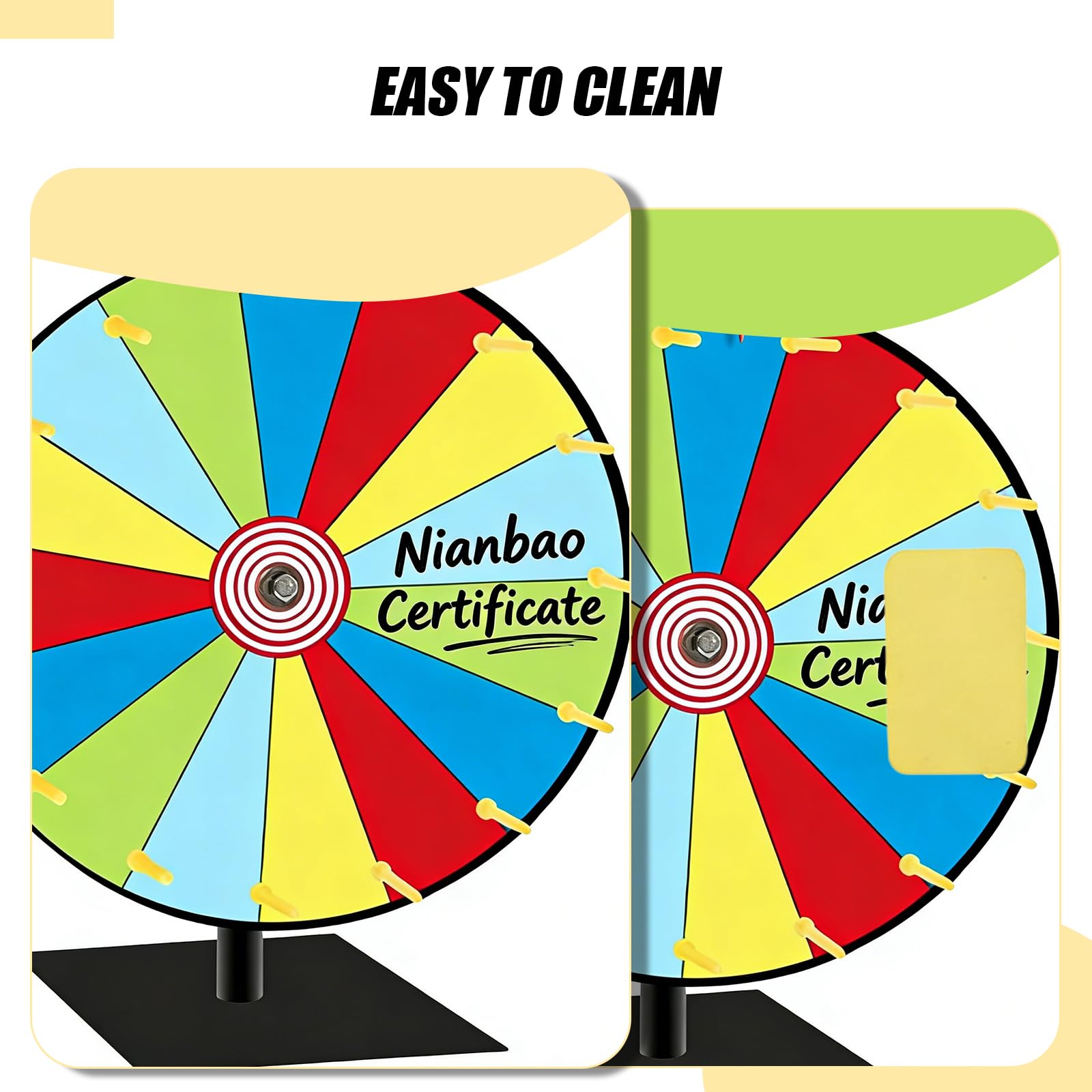 PORFOYO Glücksrad,30cm Glücksrad Zum Drehen Mit Ständer, 15 Slots Glücksrads Zum Selbstgestalten Mit Marker Und Radiergummi, Roulette-Spinner des Glücks,Tischglücksrad Für Event Und Feier,Wortspiele
