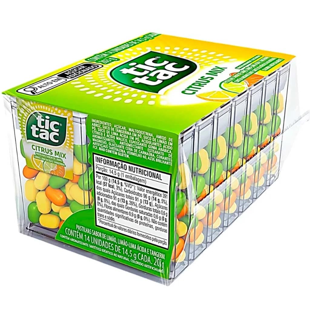 Pastilhas Tic Tac Citrus Mix, Caixa com 14 Pacotes de 14,5g