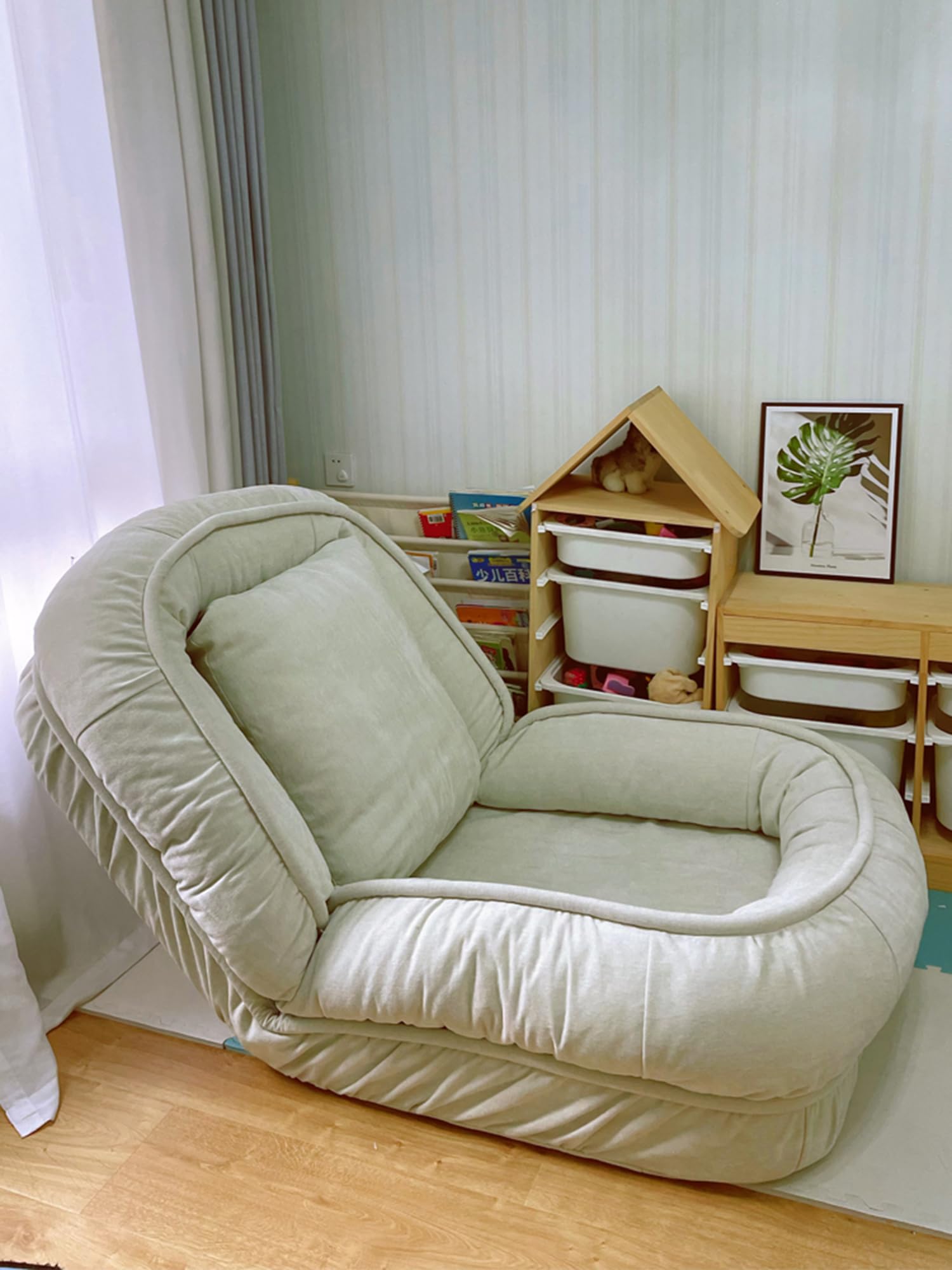 ESRADA Large Human Size Dog Bed for People Foldable Bean Bag Bed with 5 Gear Adjustment Dog Bed